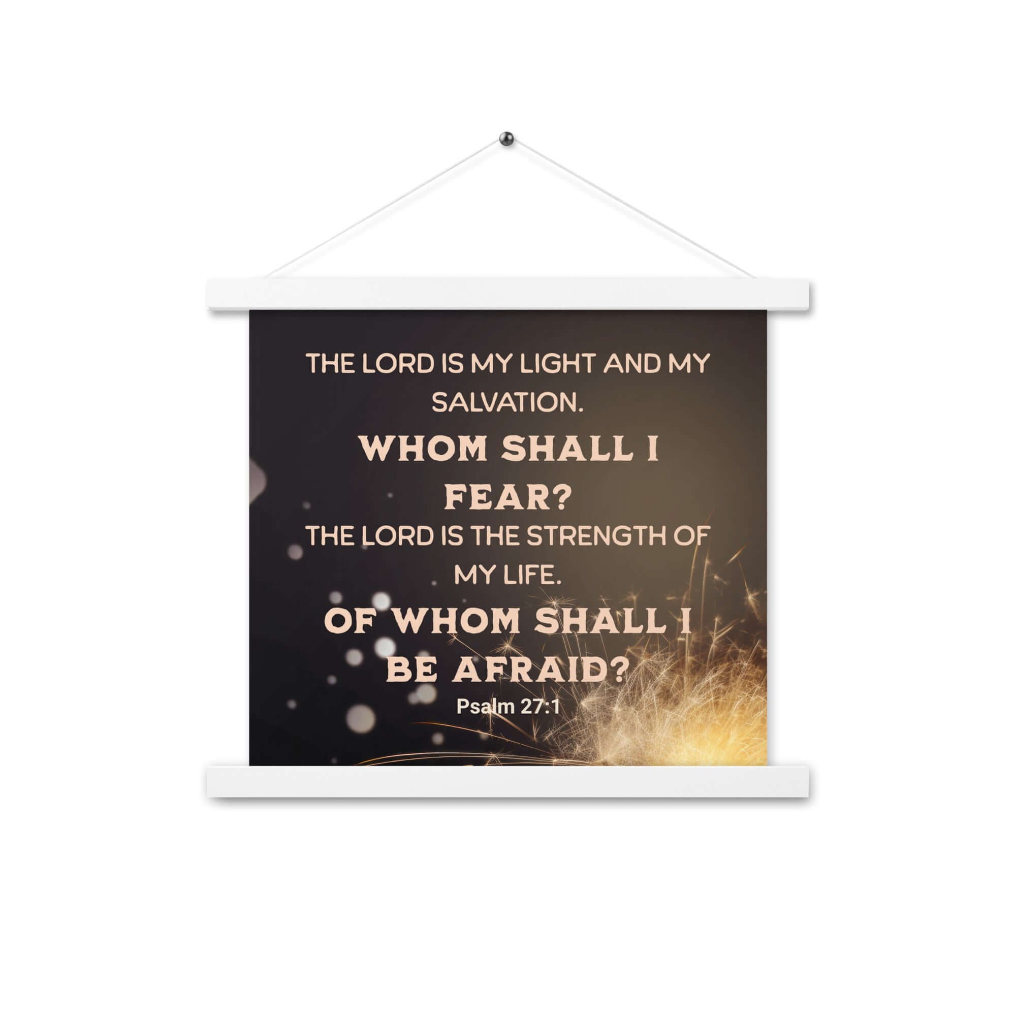 Psalm 27:1 Bible Verse, The LORD is My Light Enhanced Matte Paper Poster With Hanger Wall Art White 14″×14″