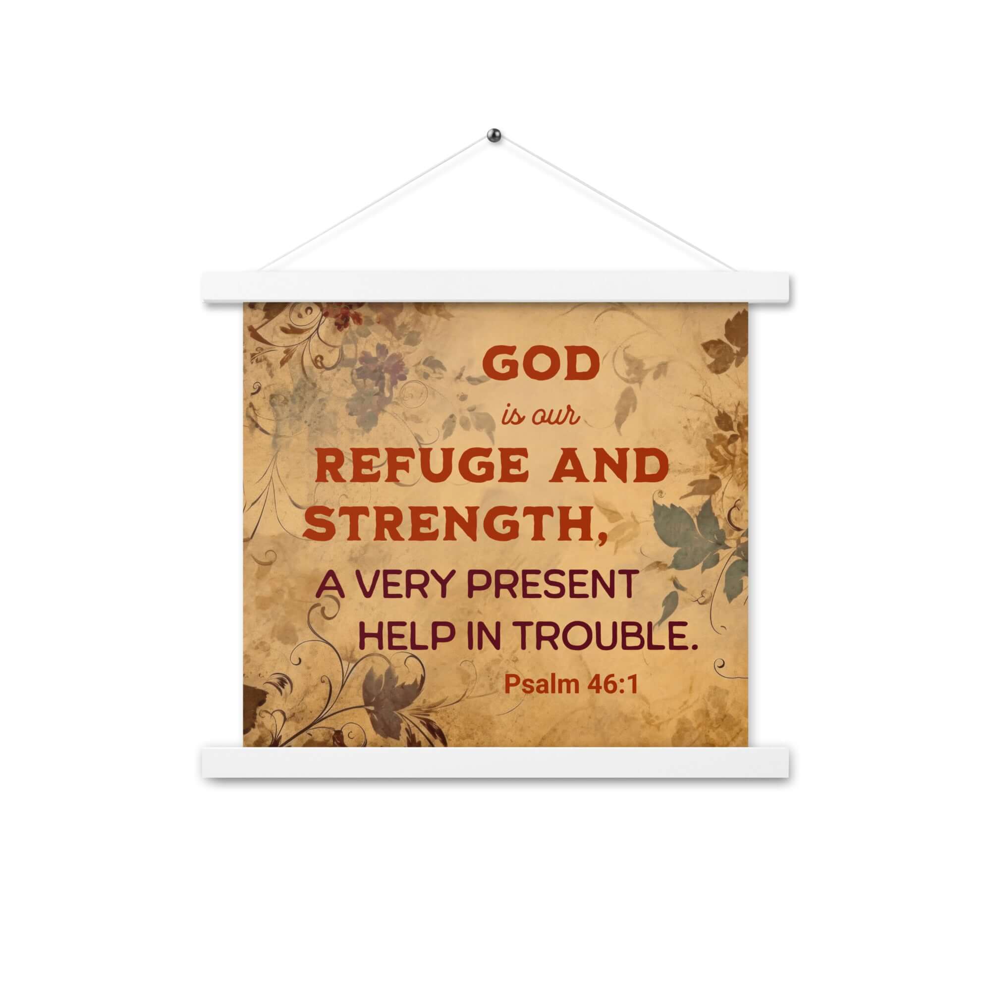 Psalm 46:1 Bible Verse, God is Our Refuge Enhanced Matte Paper Poster With Hanger Wall Art White 14″×14″