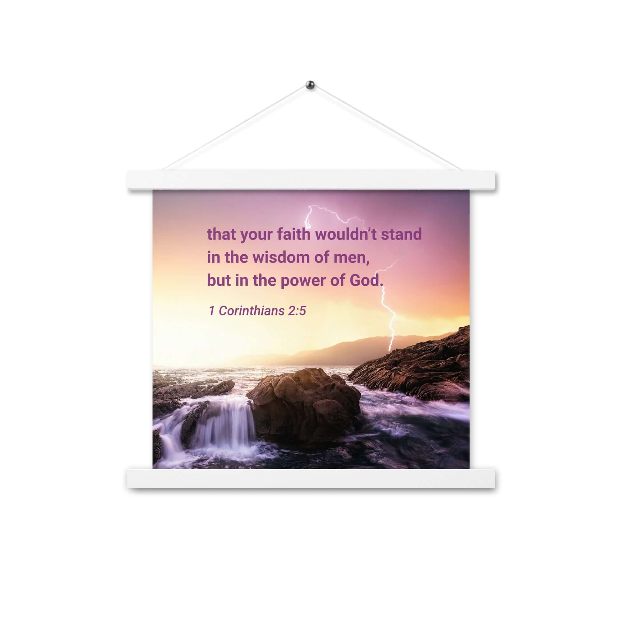1 Corinthians 2:5 Bible Verse, power of God Enhanced Matte Paper Poster With Hanger Wall Art White 14″×14″