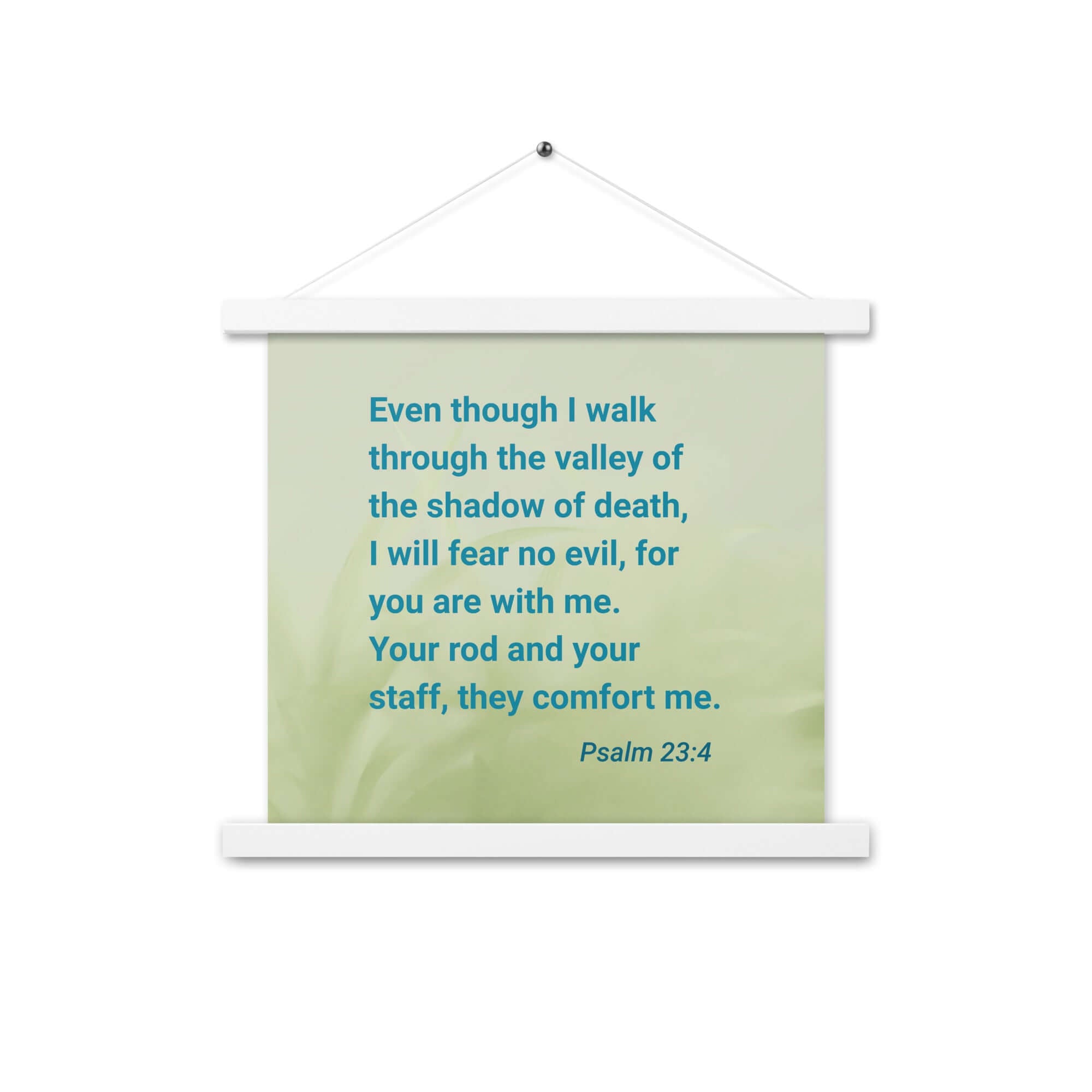 Psalm 23:4 Bible Verse, fear no evil Enhanced Matte Paper Poster With Hanger Wall Art White 14″×14″