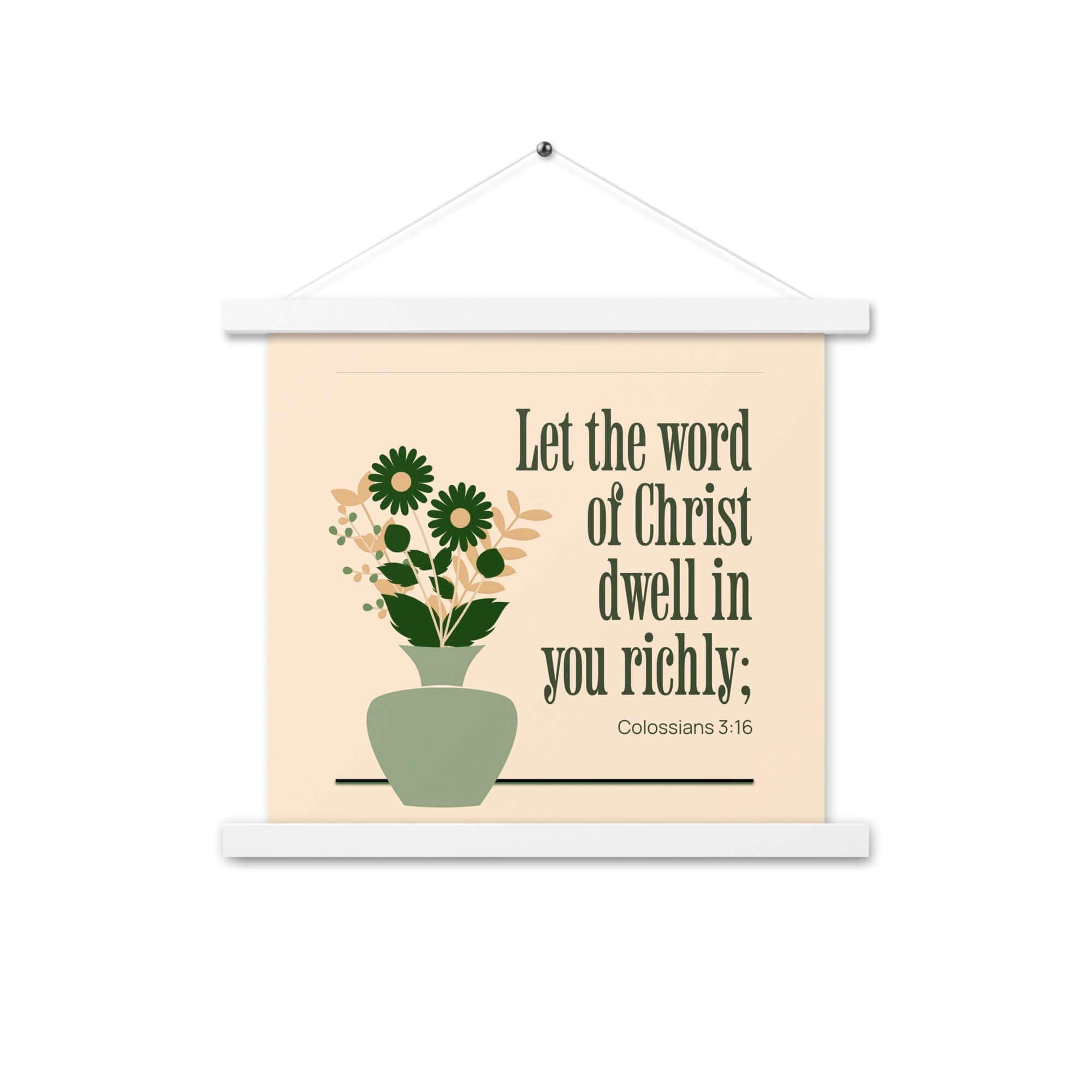 Colossians 3:16 Bible Verse, word of Christ Enhanced Matte Paper Poster With Hanger Wall Art White 14″×14″
