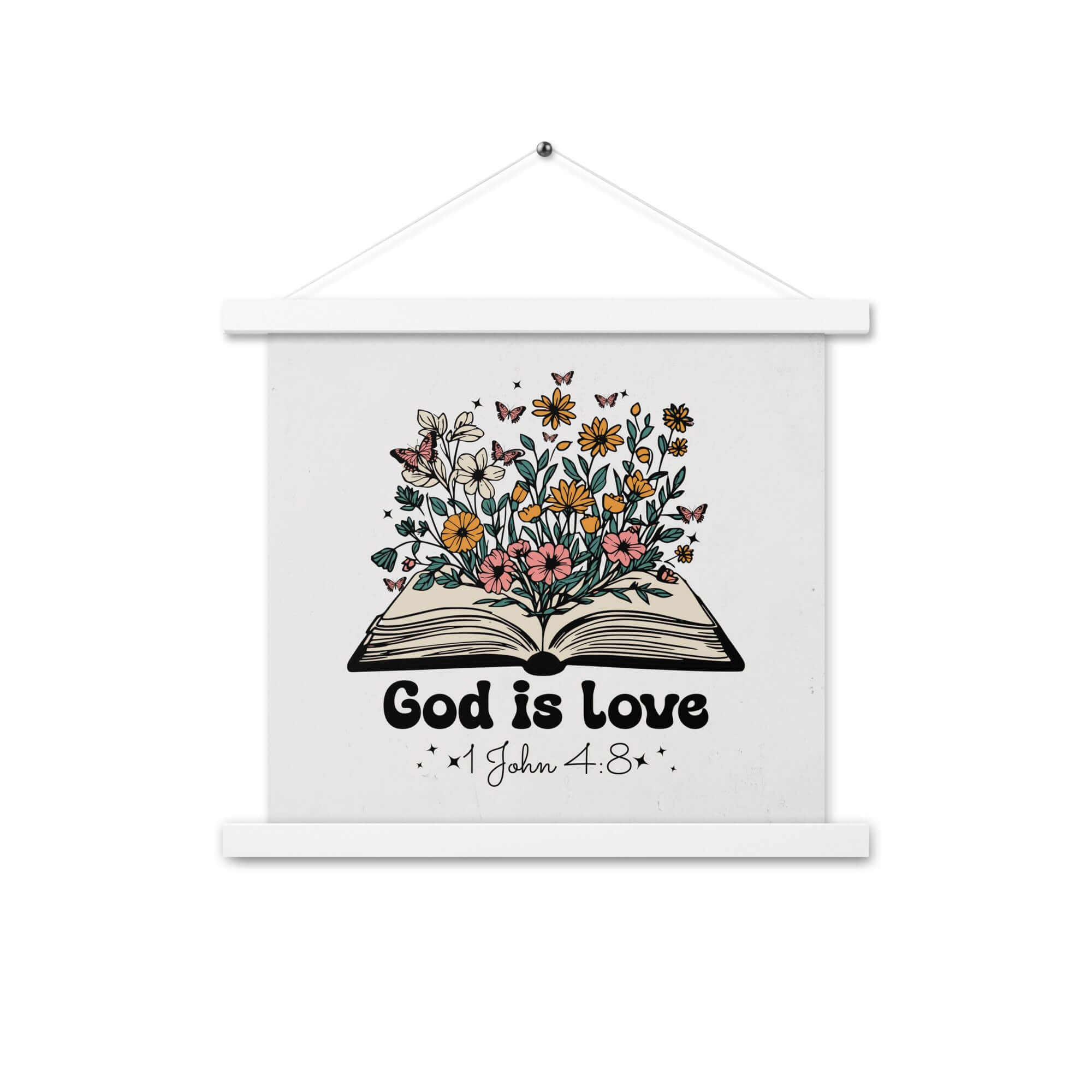 1 John 4:8 Bible Verse, God is Love Enhanced Matte Paper Poster With Hanger Wall Art White 14″×14″