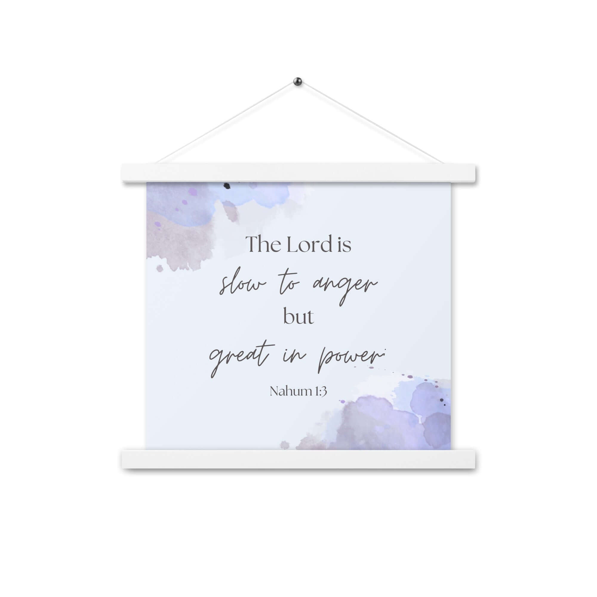 Nahum 1:3 Bible Verse, great in power Enhanced Matte Paper Poster With Hanger Wall Art White 14″×14″