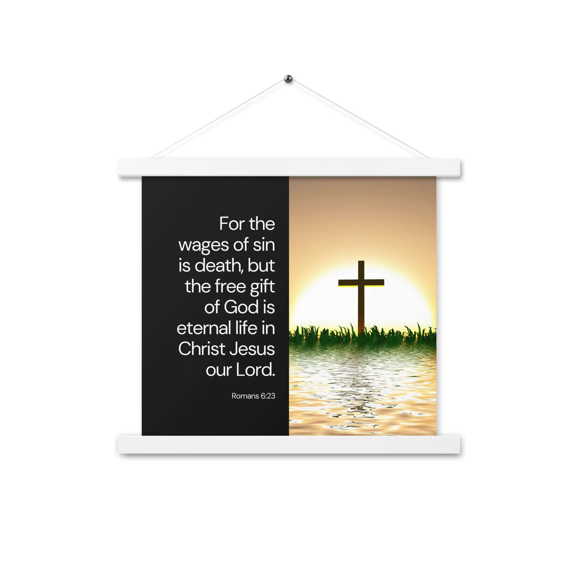 Romans 6:23 Bible Verse, the wages Enhanced Matte Paper Poster With Hanger Wall Art White 14″×14″