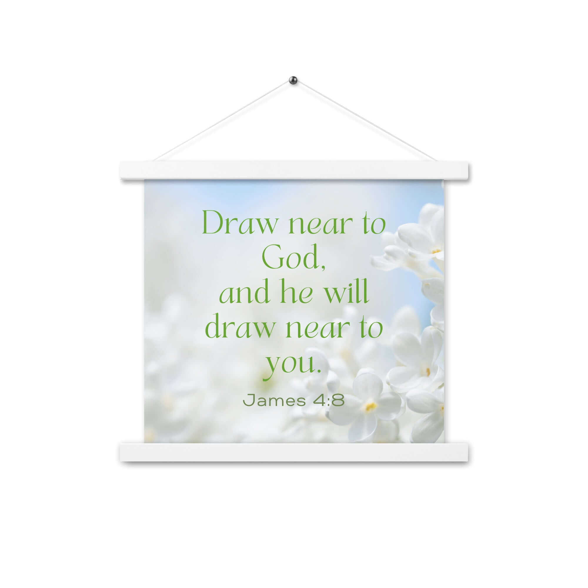 James 4:8 Bible Verse, Draw near Enhanced Matte Paper Poster With Hanger Wall Art White 14″×14″