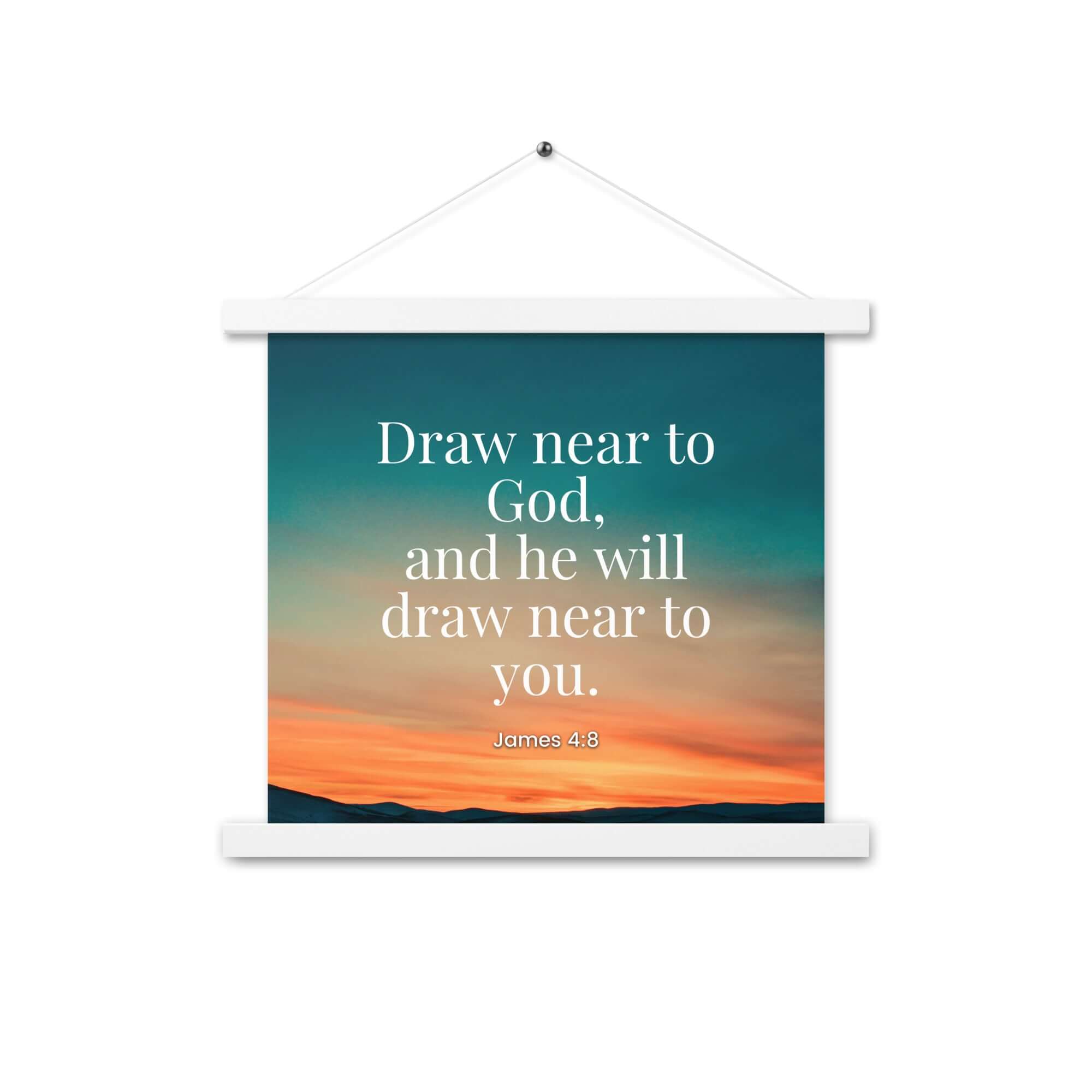 James 4:8 Bible Verse, near to God Enhanced Matte Paper Poster With Hanger Wall Art White 14″×14″