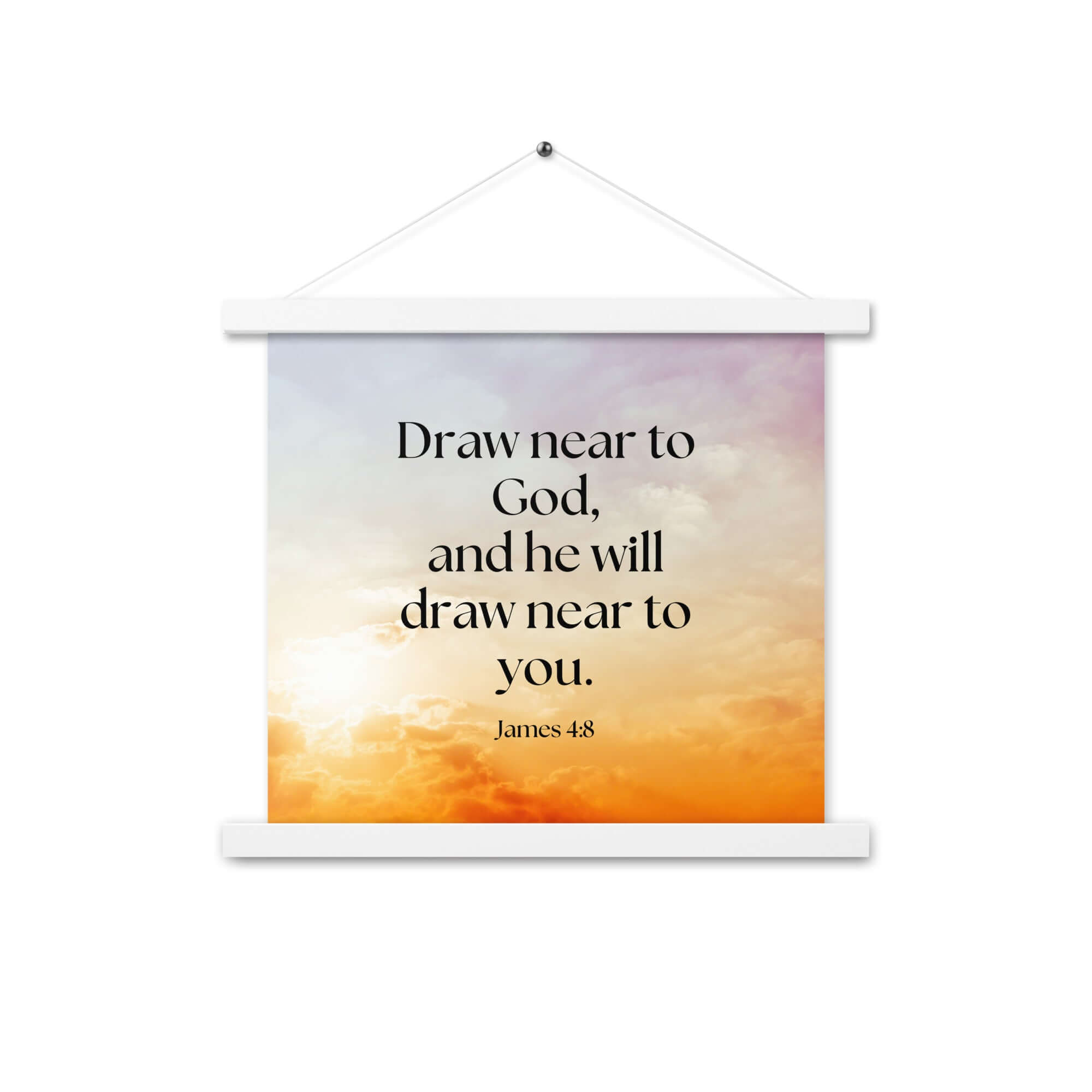 James 4:8 Bible Verse, he will draw Enhanced Matte Paper Poster With Hanger Wall Art White 14″×14″