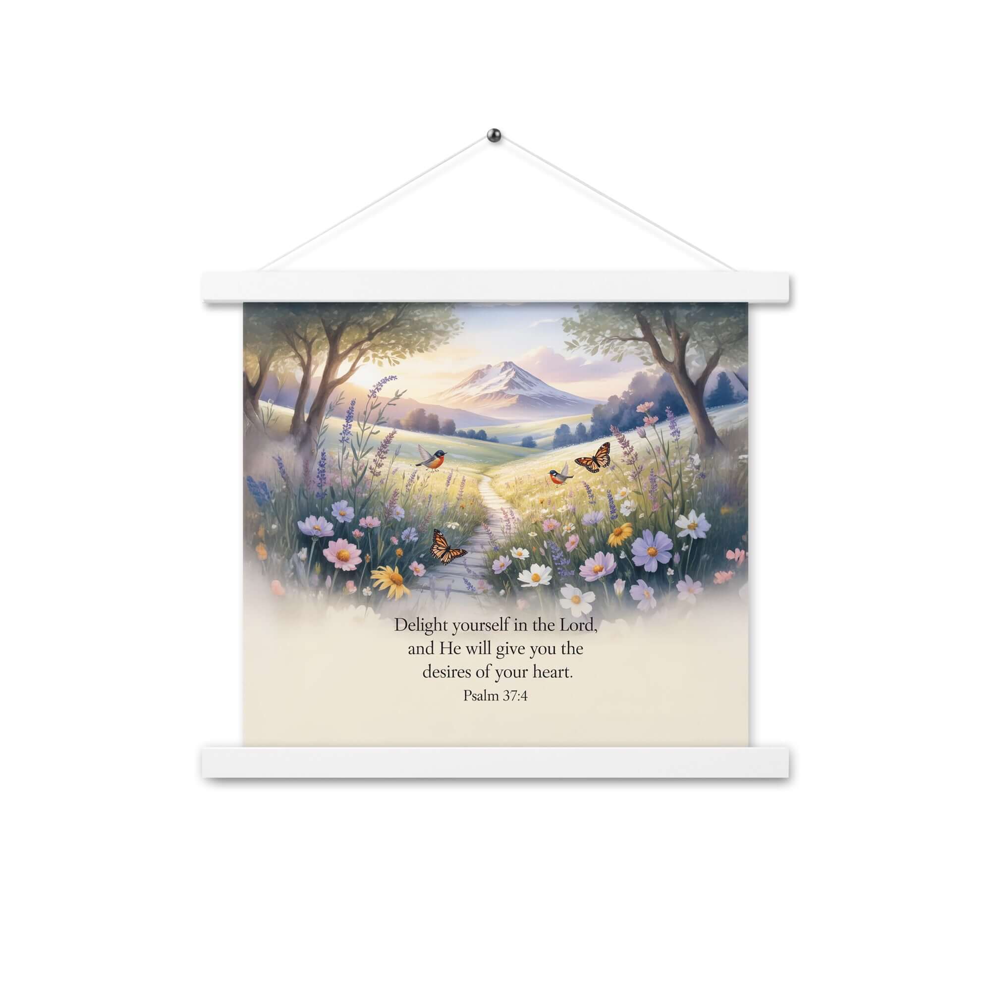 Psalm 37:4 Bible Verse, Delight Enhanced Matte Paper Poster With Hanger White 14″×14″
