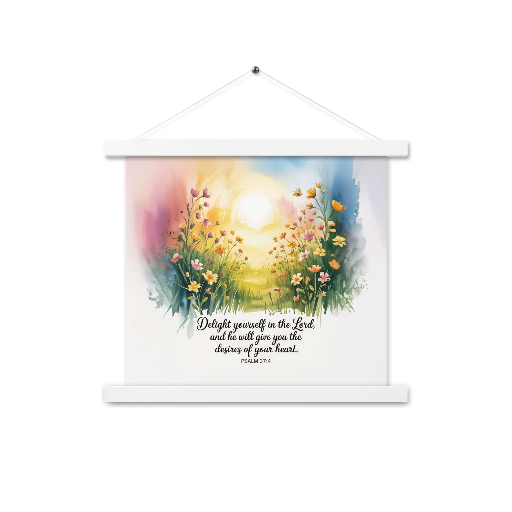 Psalm 37:4 Bible Verse, will give Enhanced Matte Paper Poster With Hanger White 14″×14″