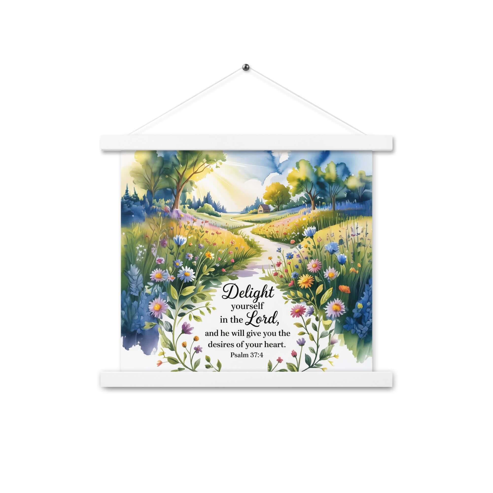Psalm 37:4 Bible Verse, desires Enhanced Matte Paper Poster With Hanger White 14″×14″