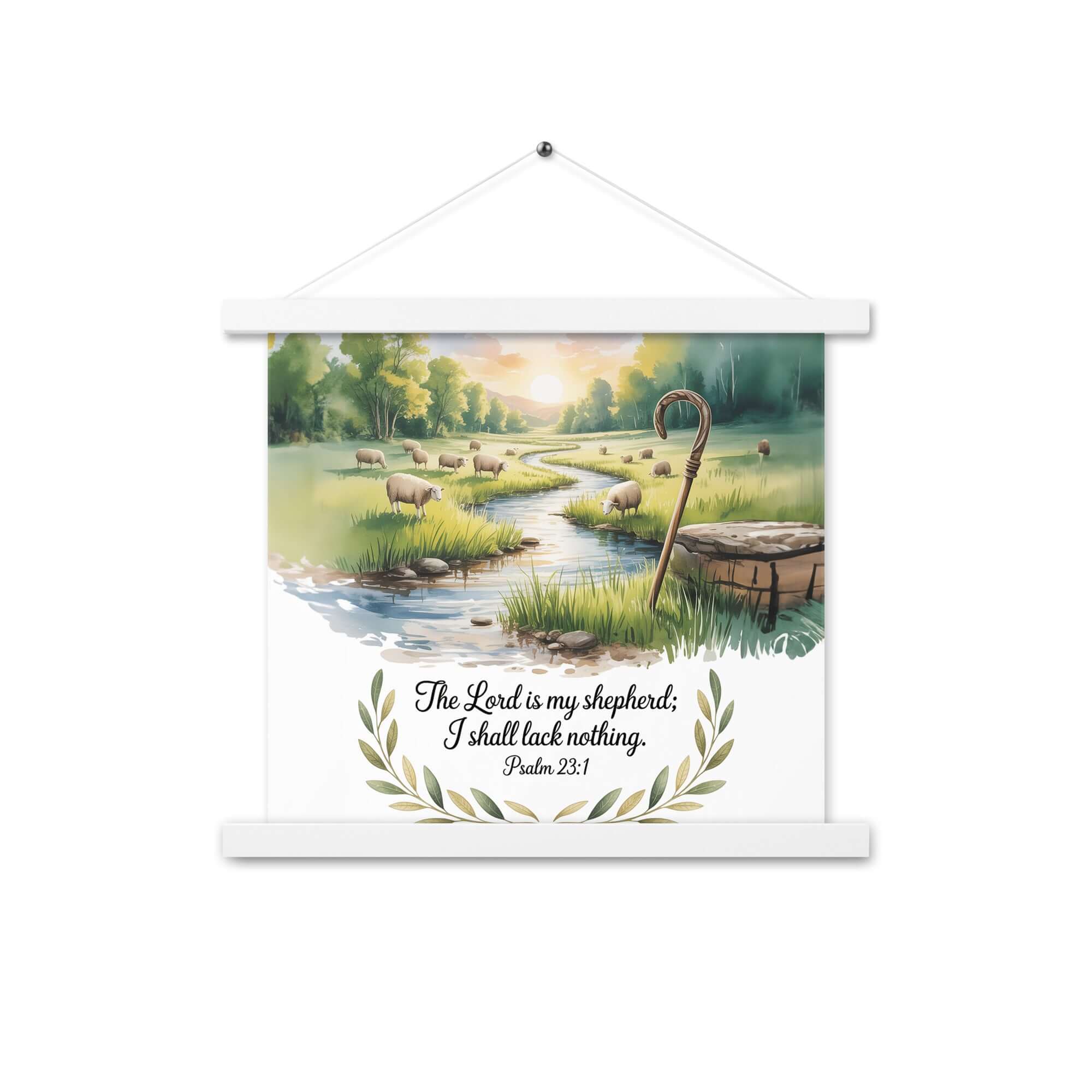 Psalm 23:1 Bible Verse, is my Enhanced Matte Paper Poster With Hanger White 14″×14″
