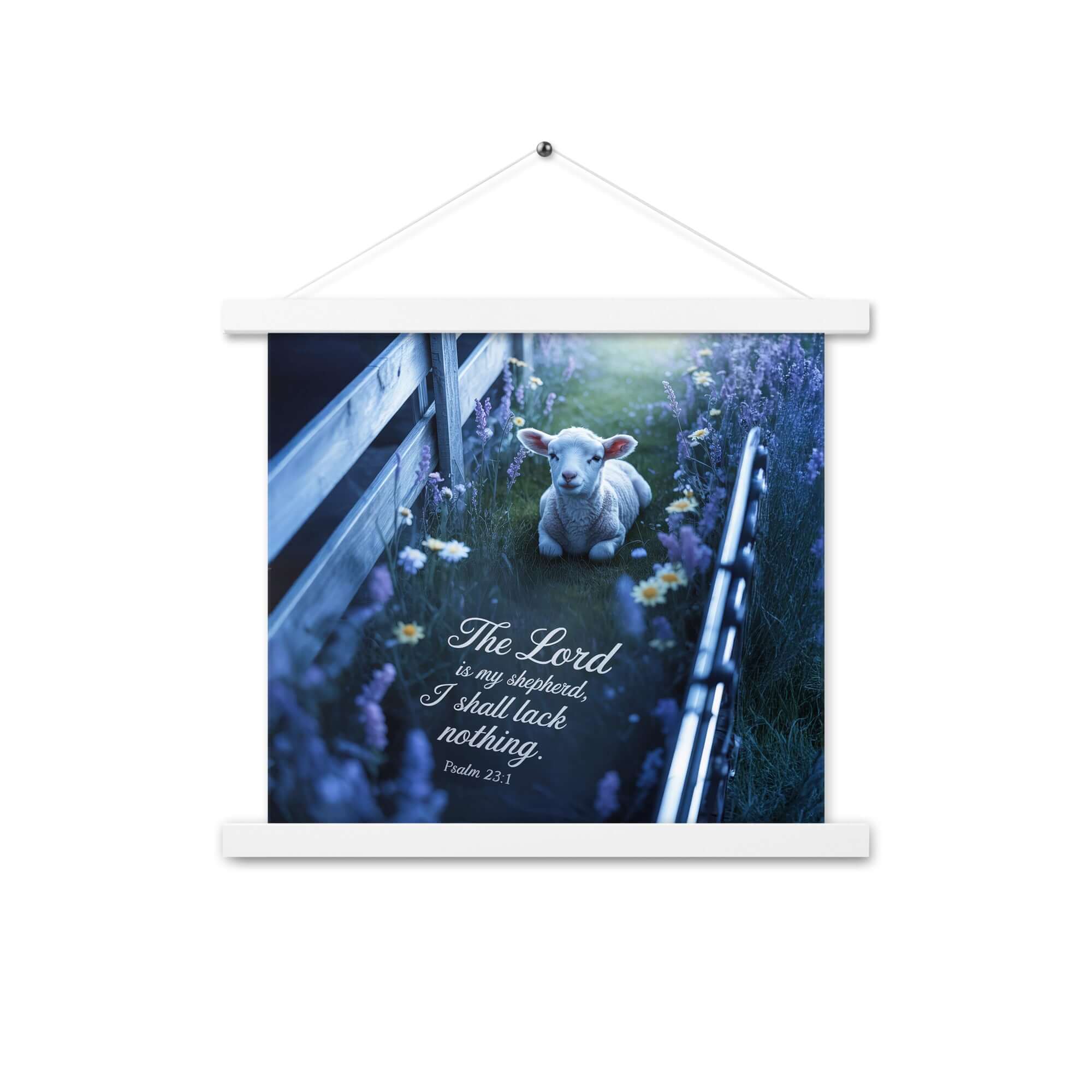 Psalm 23:1 Bible Verse, Shepherd Enhanced Matte Paper Poster With Hanger White 14″×14″