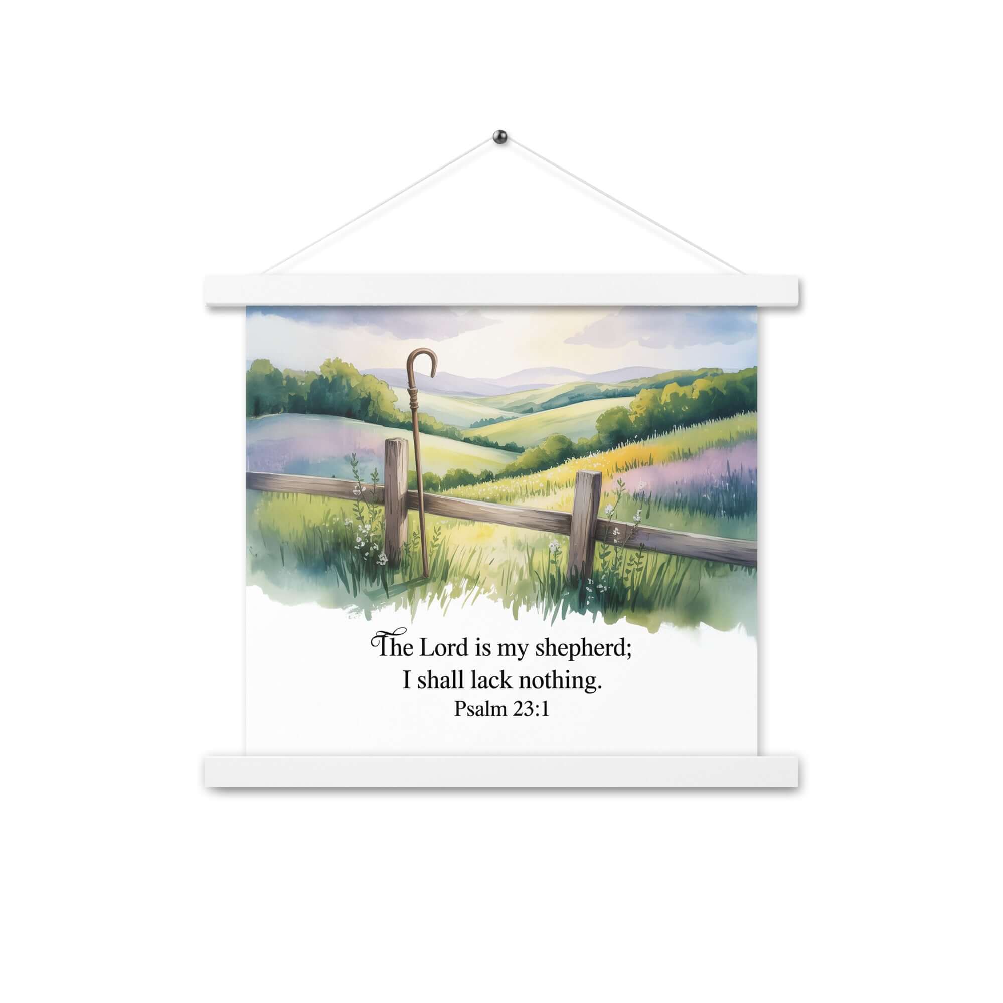 Psalm 23:1 Bible Verse, Lack Enhanced Matte Paper Poster With Hanger White 14″×14″