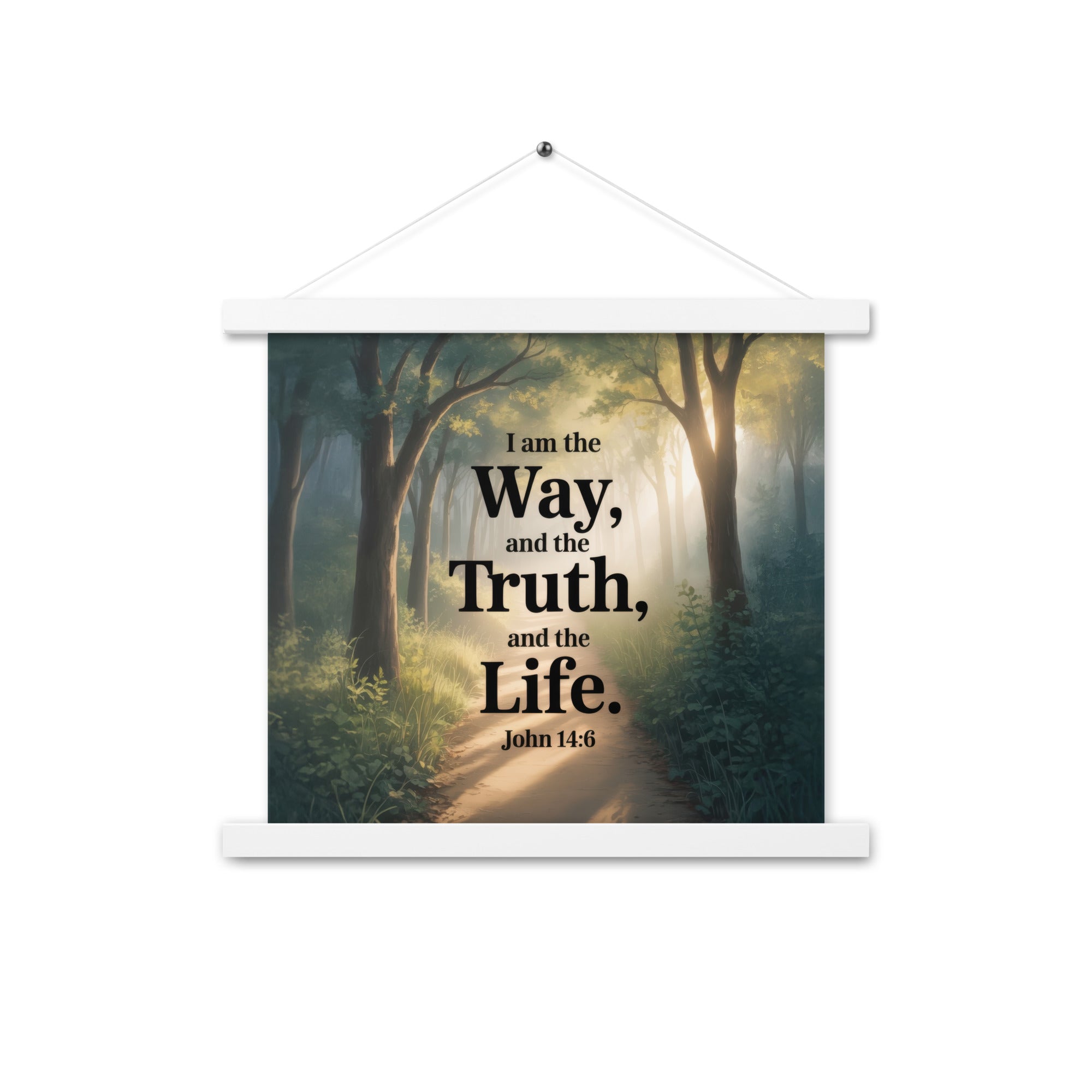 John 14:6 Bible Verse The Life Enhanced Matte Paper Poster With Hanger White 14″×14″