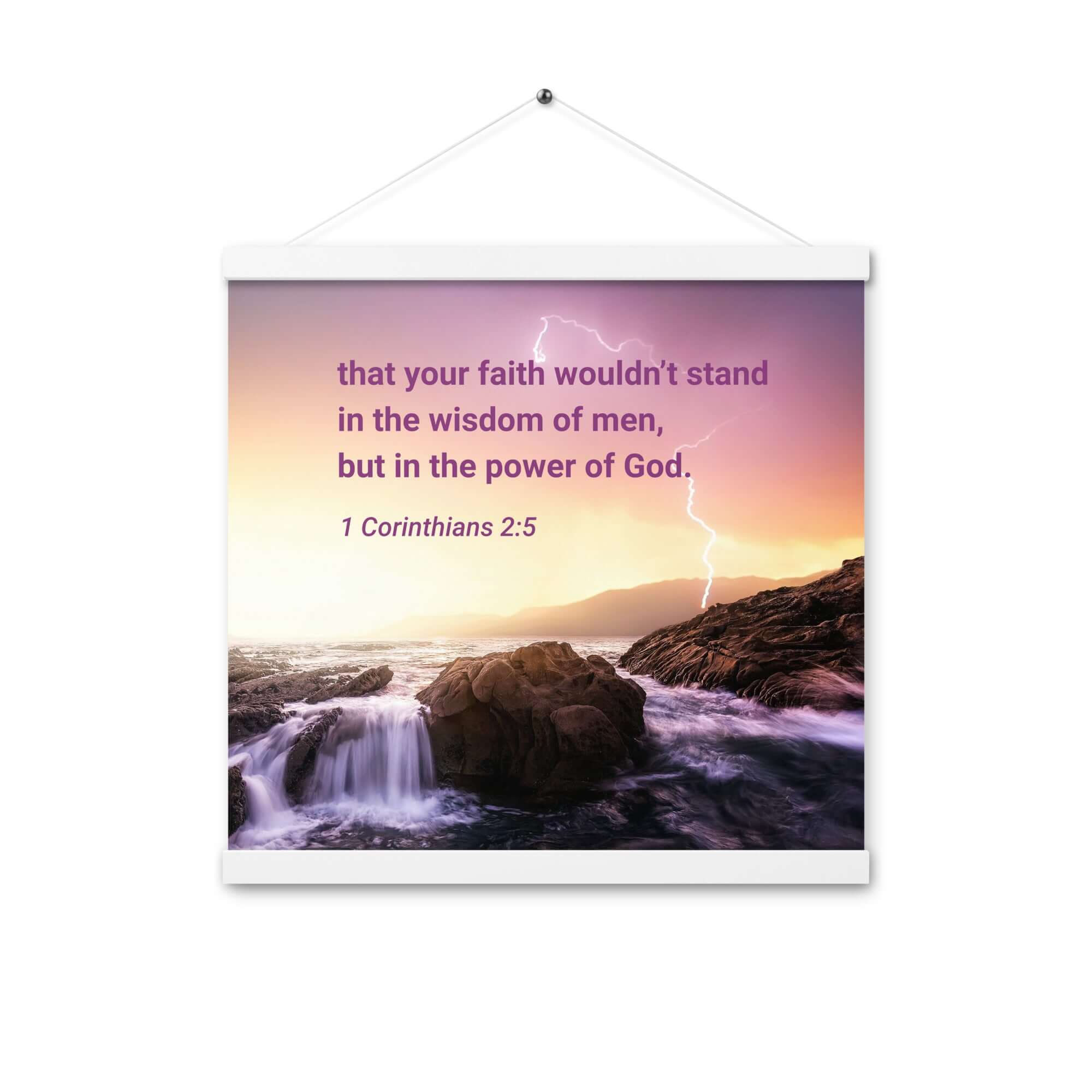 1 Corinthians 2:5 Bible Verse, power of God Enhanced Matte Paper Poster With Hanger Wall Art White 16″×16″