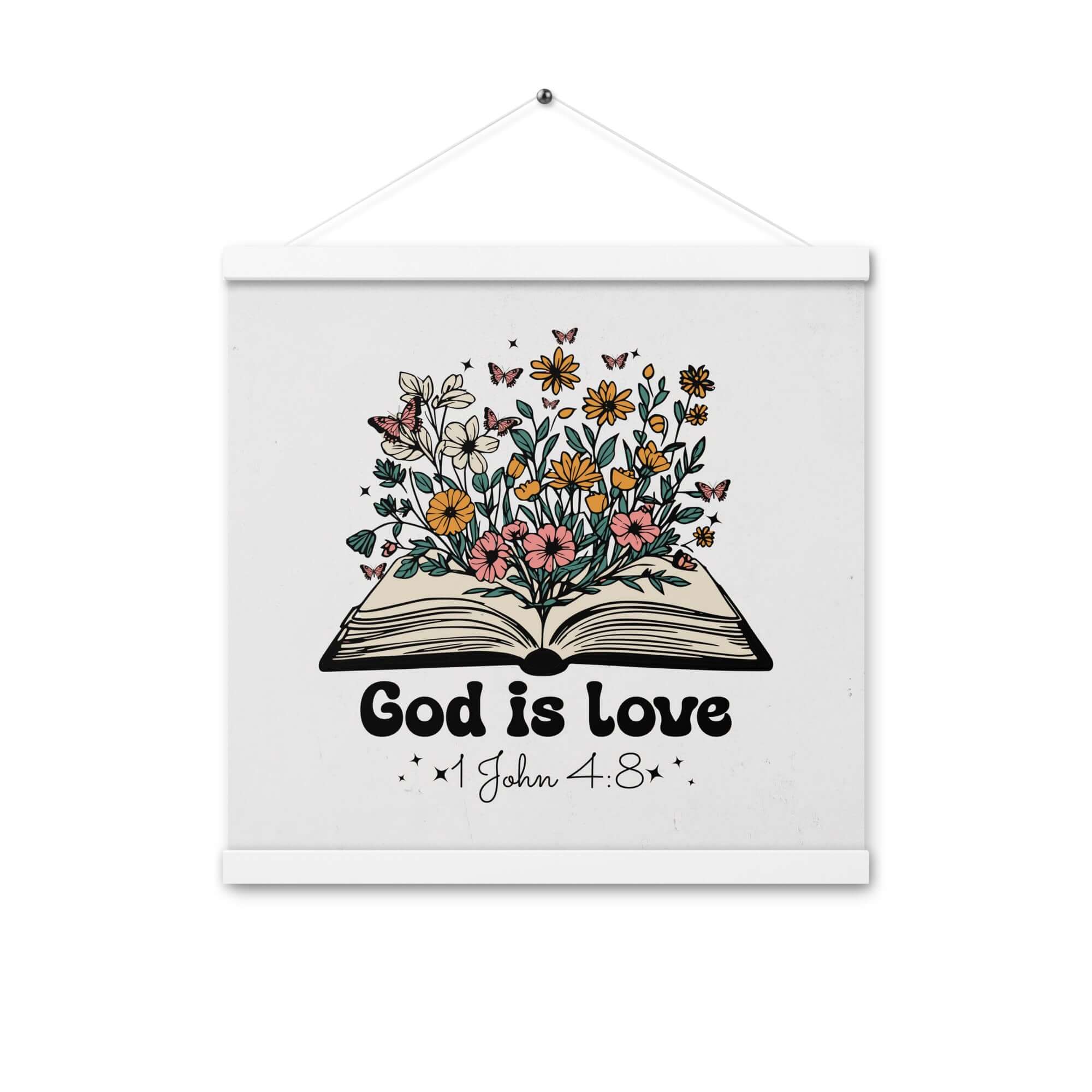 1 John 4:8 Bible Verse, God is Love Enhanced Matte Paper Poster With Hanger Wall Art White 16″×16″