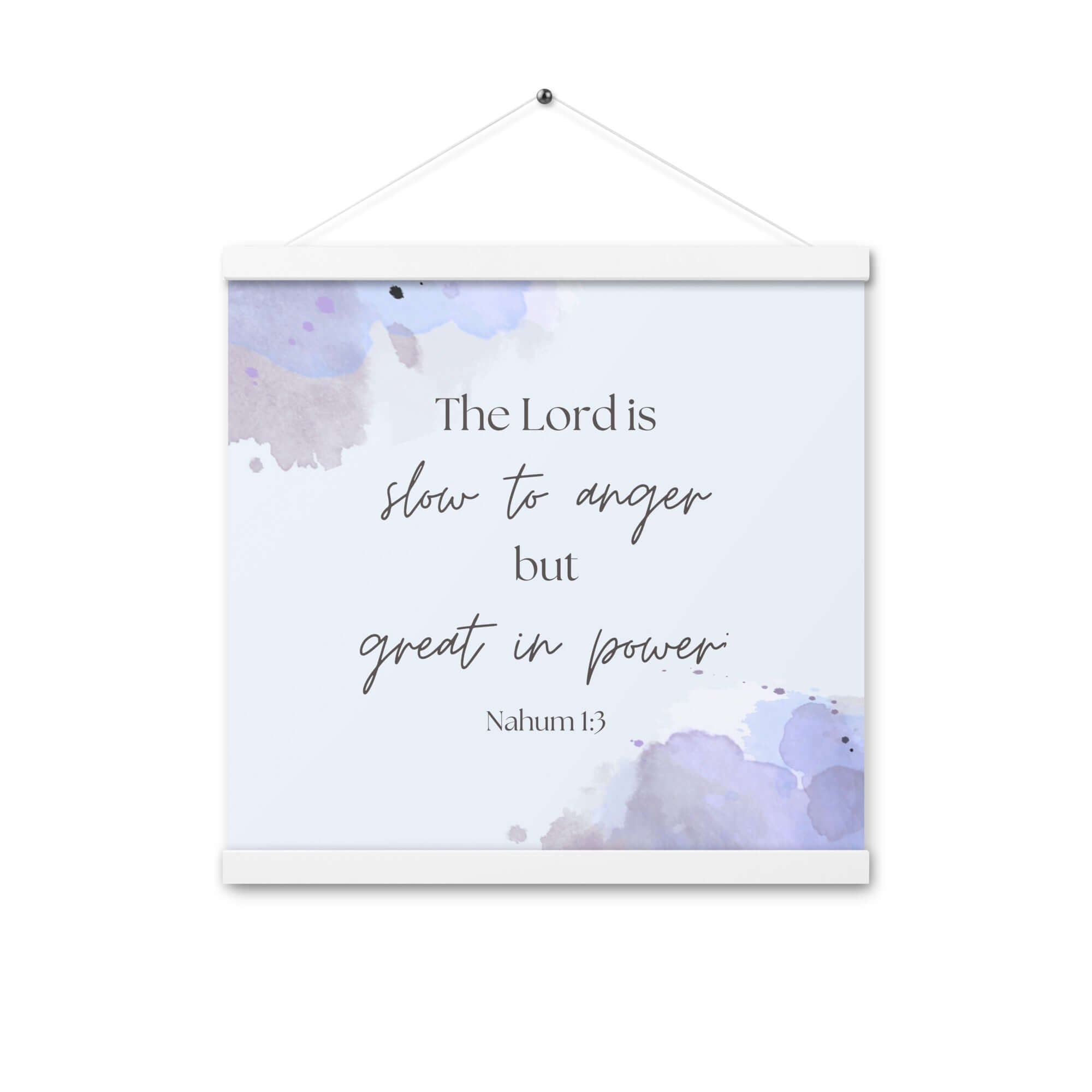 Nahum 1:3 Bible Verse, great in power Enhanced Matte Paper Poster With Hanger Wall Art White 16″×16″