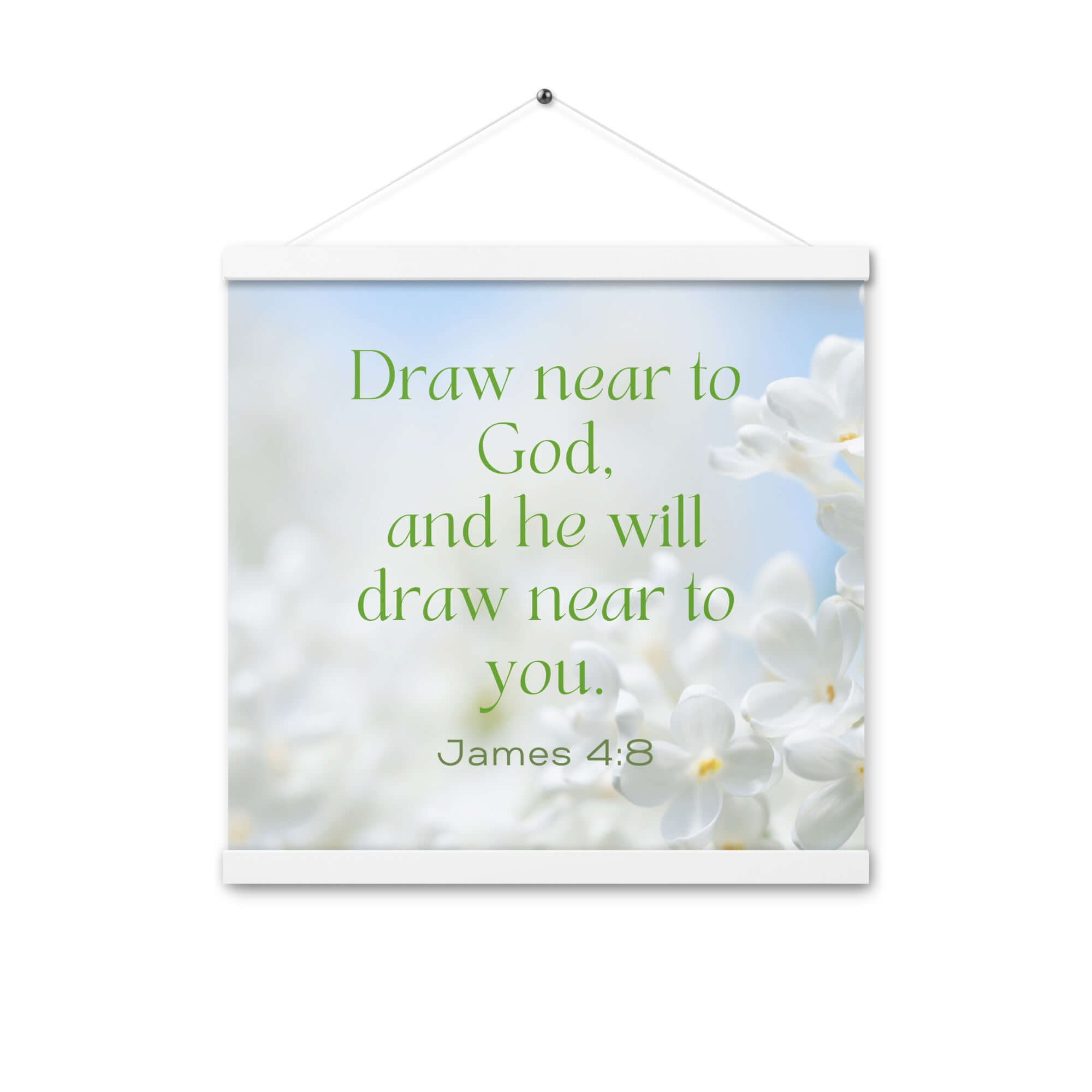 James 4:8 Bible Verse, Draw near Enhanced Matte Paper Poster With Hanger Wall Art White 16″×16″