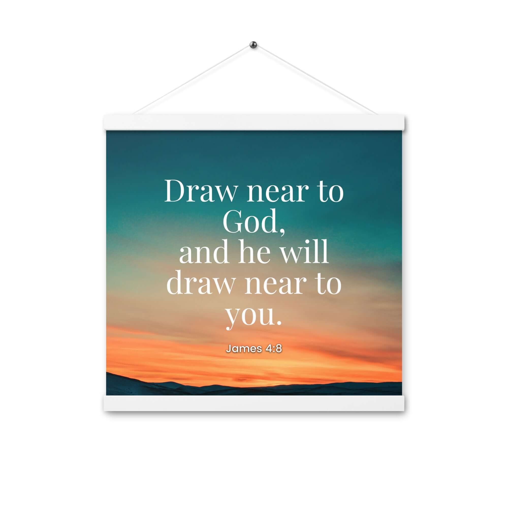 James 4:8 Bible Verse, near to God Enhanced Matte Paper Poster With Hanger Wall Art White 16″×16″