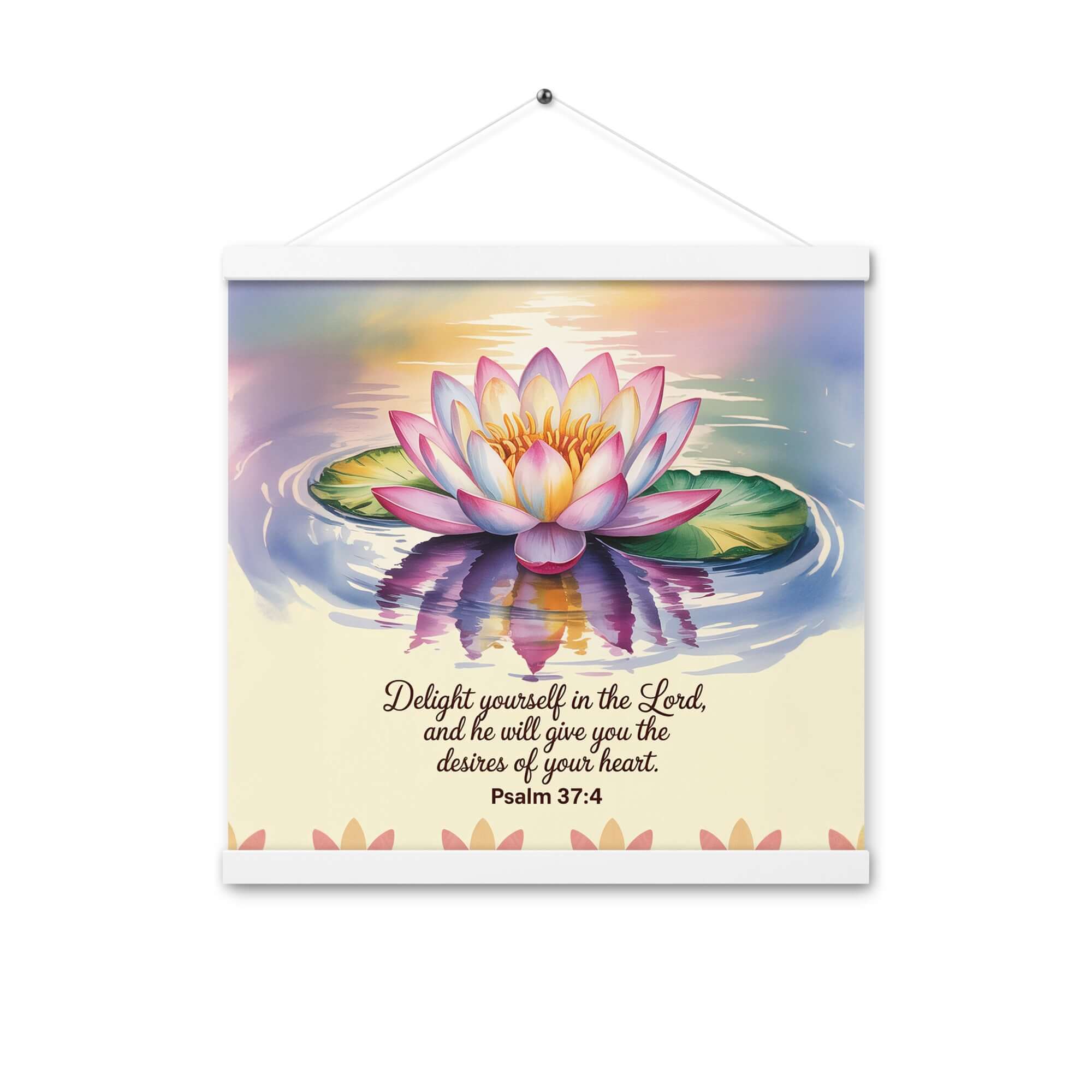 Psalm 37:4 Bible Verse, the Lord Enhanced Matte Paper Poster With Hanger White 16″×16″