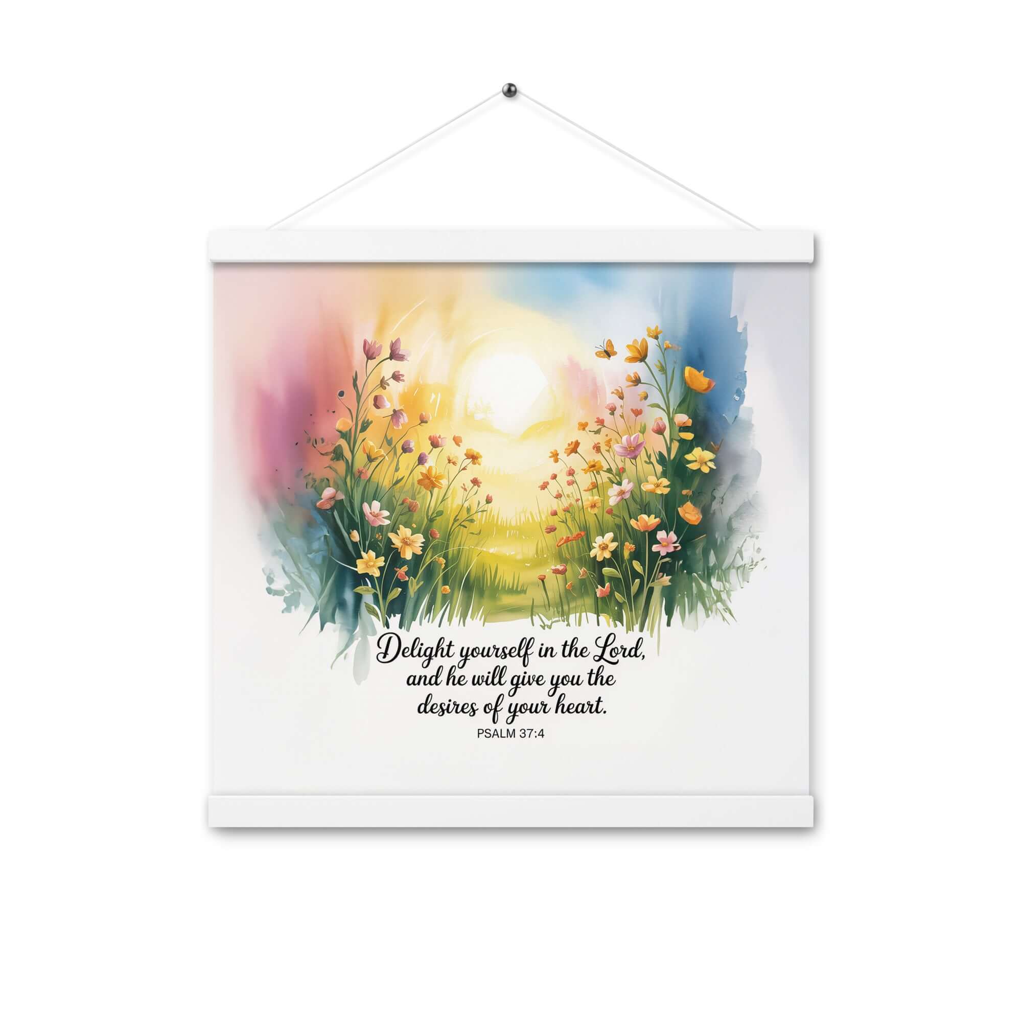 Psalm 37:4 Bible Verse, will give Enhanced Matte Paper Poster With Hanger White 16″×16″