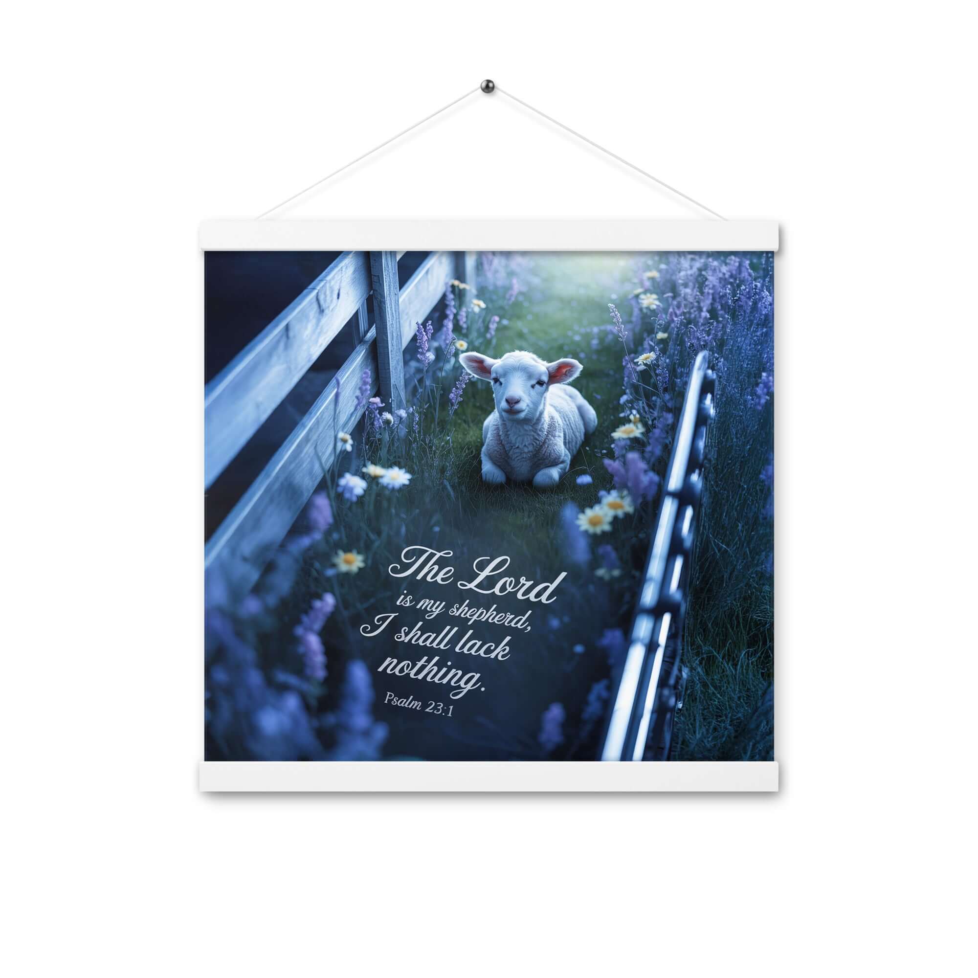 Psalm 23:1 Bible Verse, Shepherd Enhanced Matte Paper Poster With Hanger White 16″×16″