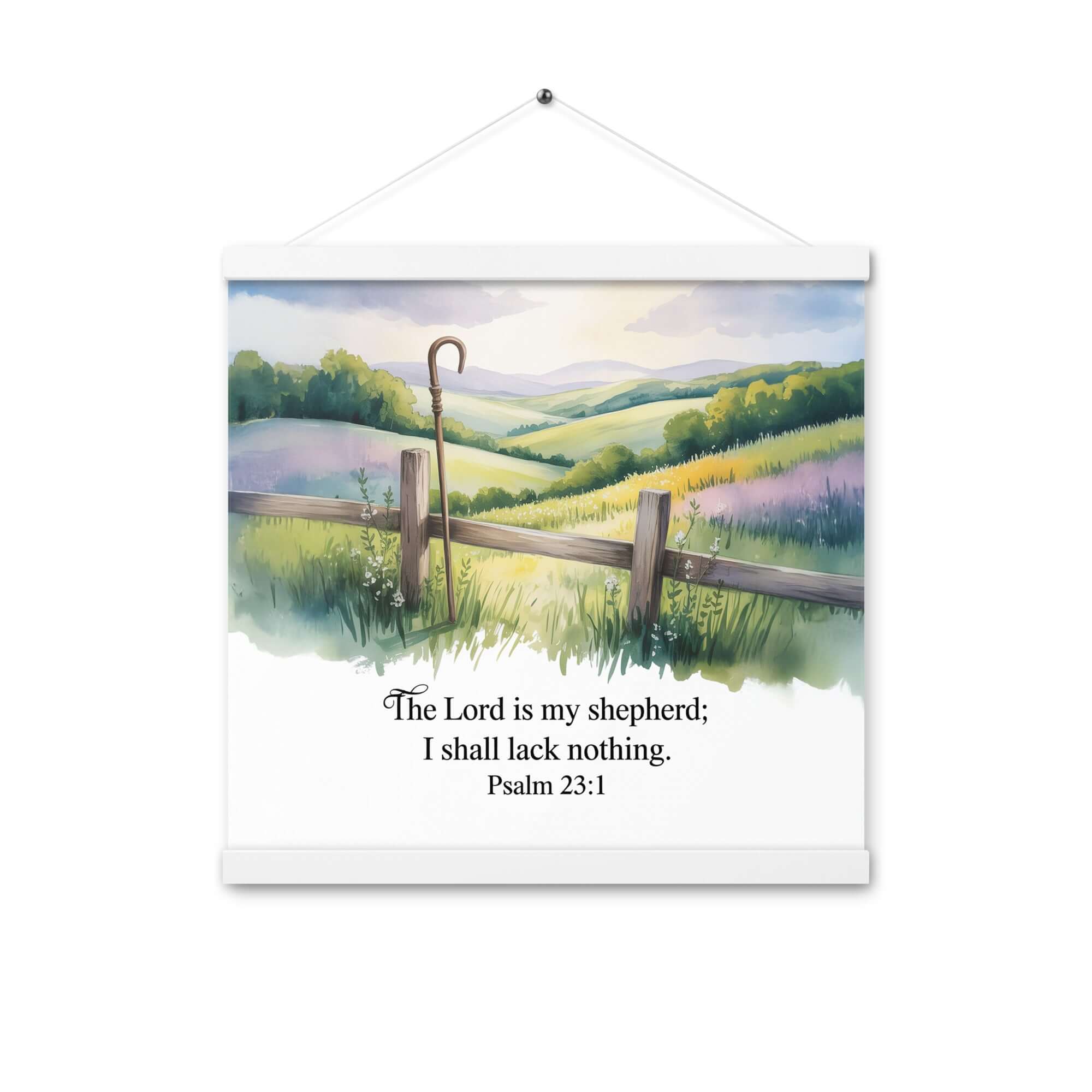 Psalm 23:1 Bible Verse, Lack Enhanced Matte Paper Poster With Hanger White 16″×16″