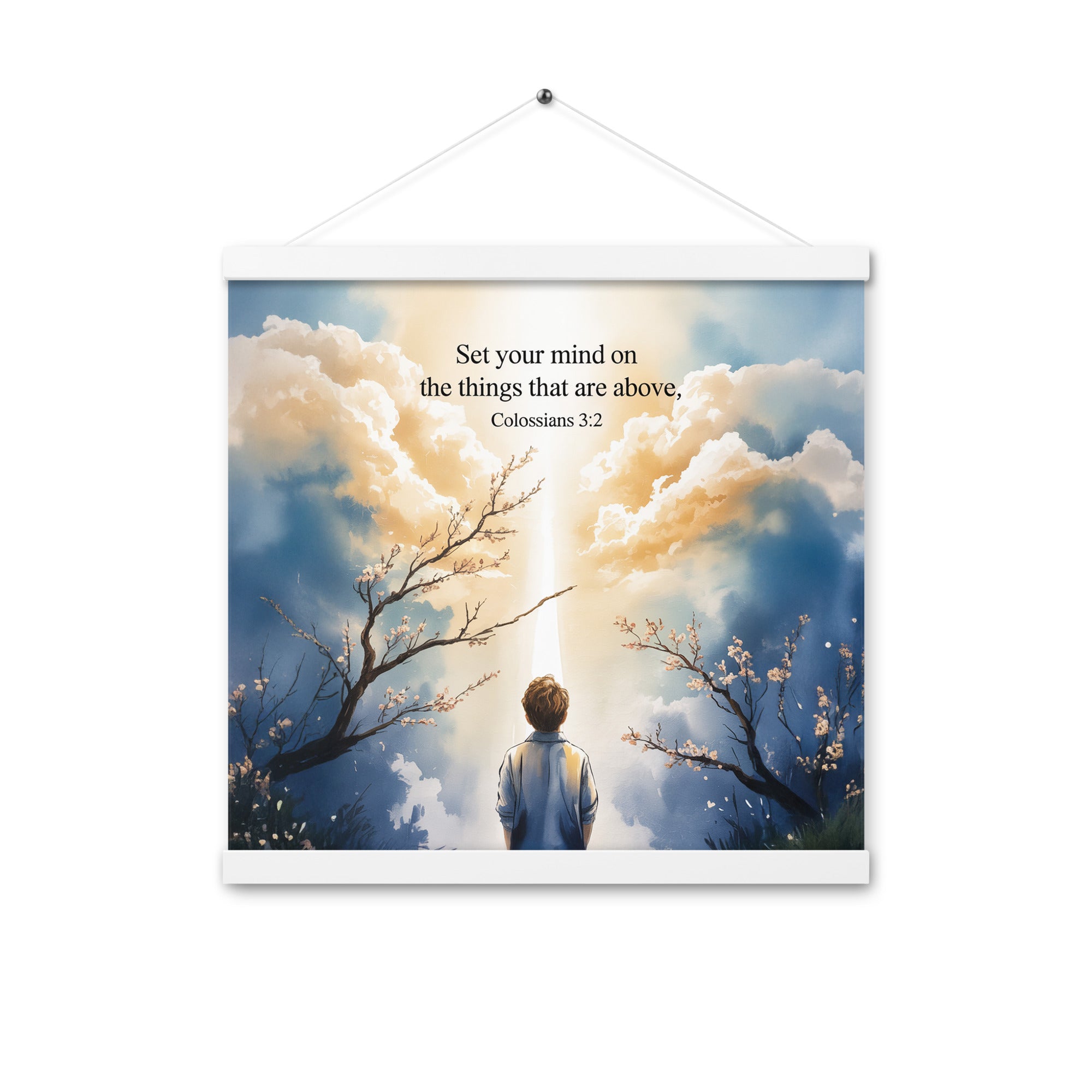 Colossians 3:2 Bible Verse the things Enhanced Matte Paper Poster With Hanger White 16″×16″