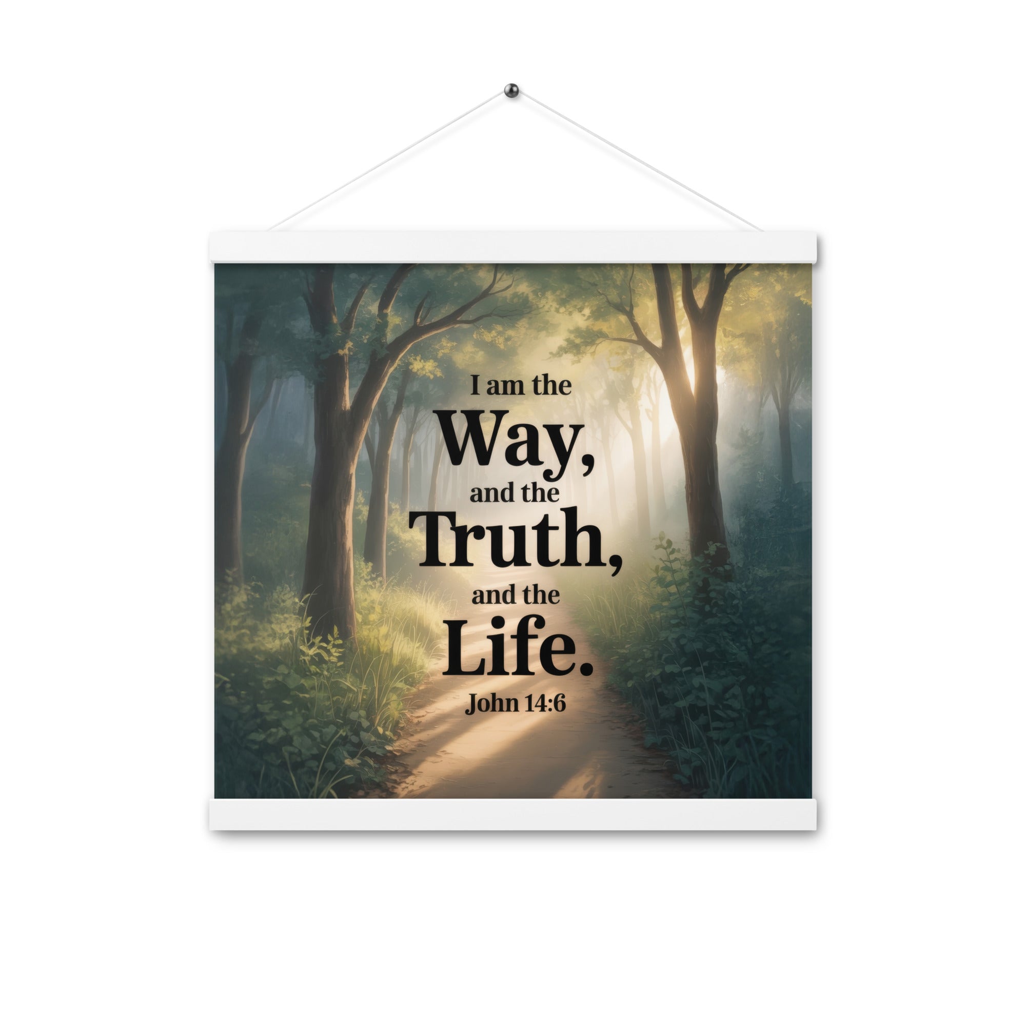 John 14:6 Bible Verse The Life Enhanced Matte Paper Poster With Hanger White 16″×16″