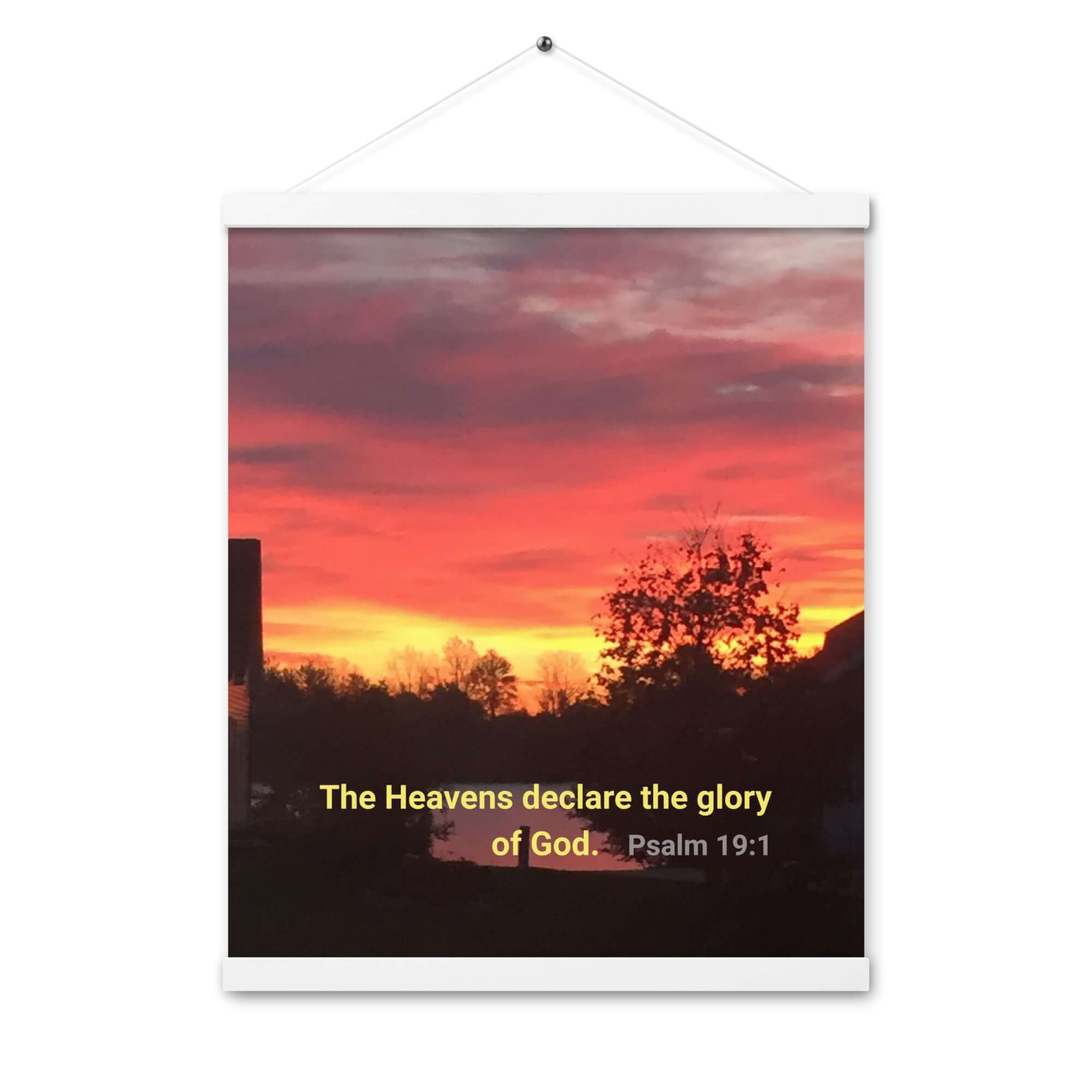 Psalm 19:1 Bible Verse, Sunset Glory Enhanced Matte Paper Poster With Hanger Wall Art White 16″×20″