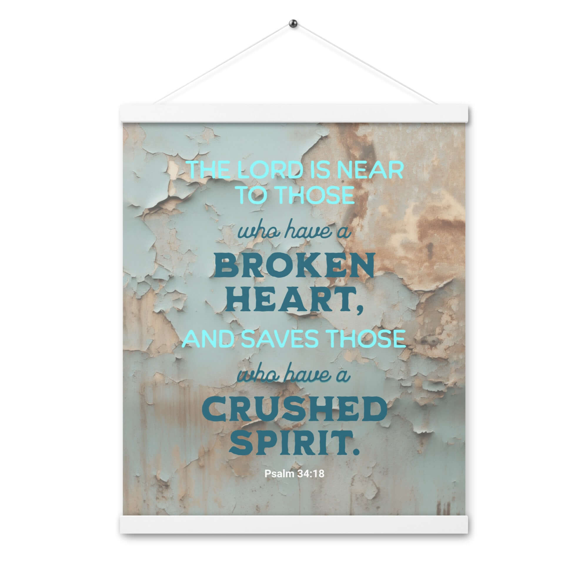 Psalm 34:18 Bible Verse, The LORD is Near Enhanced Matte Paper Poster With Hanger Wall Art White 16″×20″