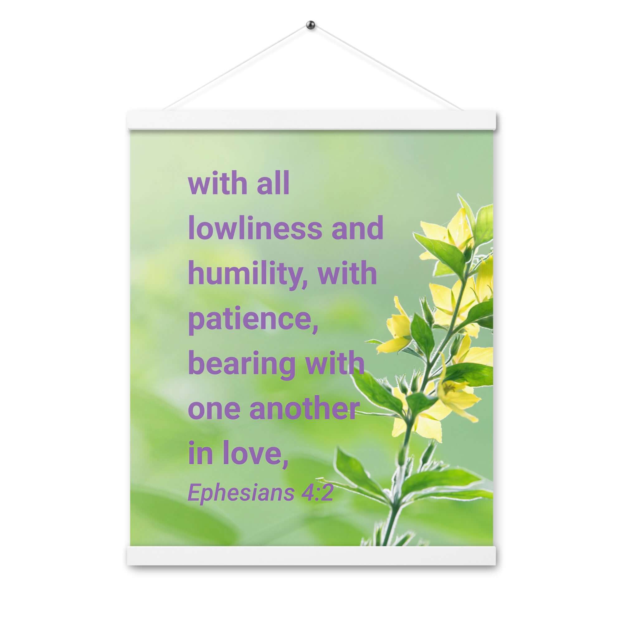 Ephesians 4:2 Bible Verse, one another in love Enhanced Matte Paper Poster With Hanger Wall Art White 16″×20″