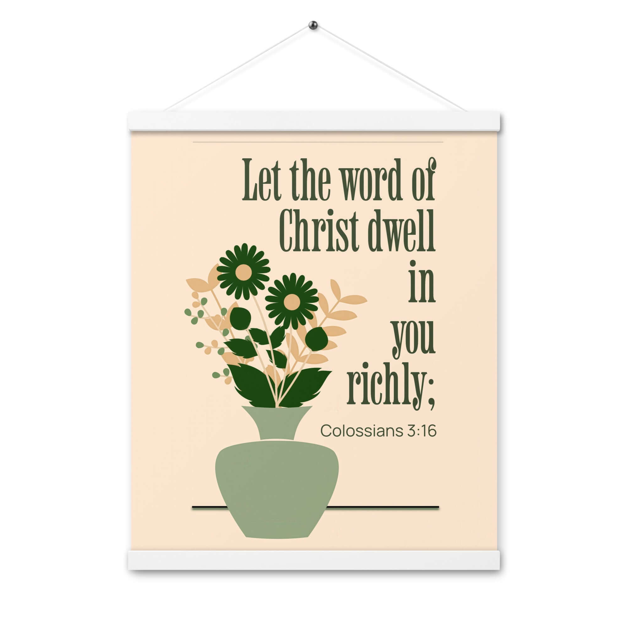 Colossians 3:16 Bible Verse, word of Christ Enhanced Matte Paper Poster With Hanger Wall Art White 16″×20″