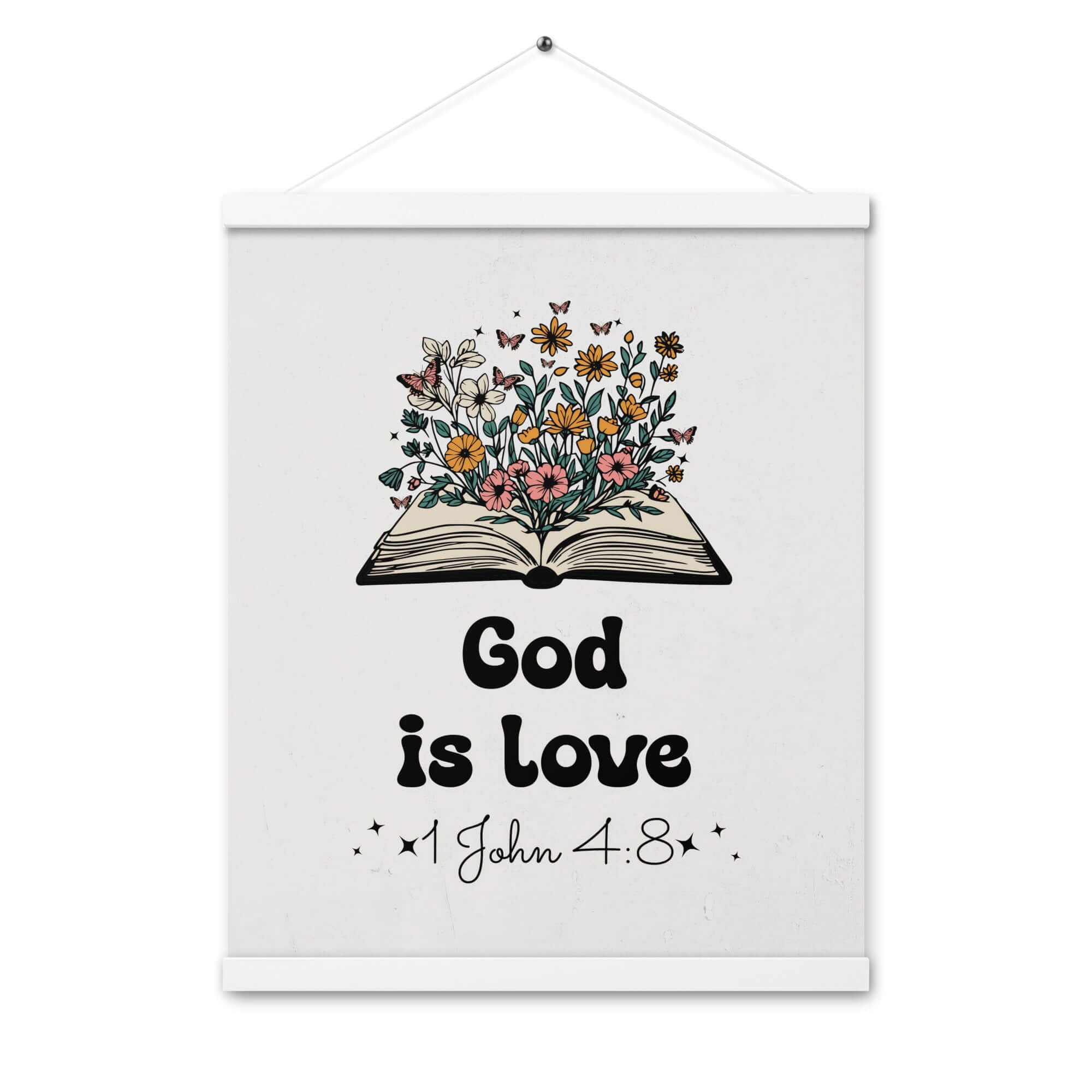 1 John 4:8 Bible Verse, God is Love Enhanced Matte Paper Poster With Hanger Wall Art White 16″×20″