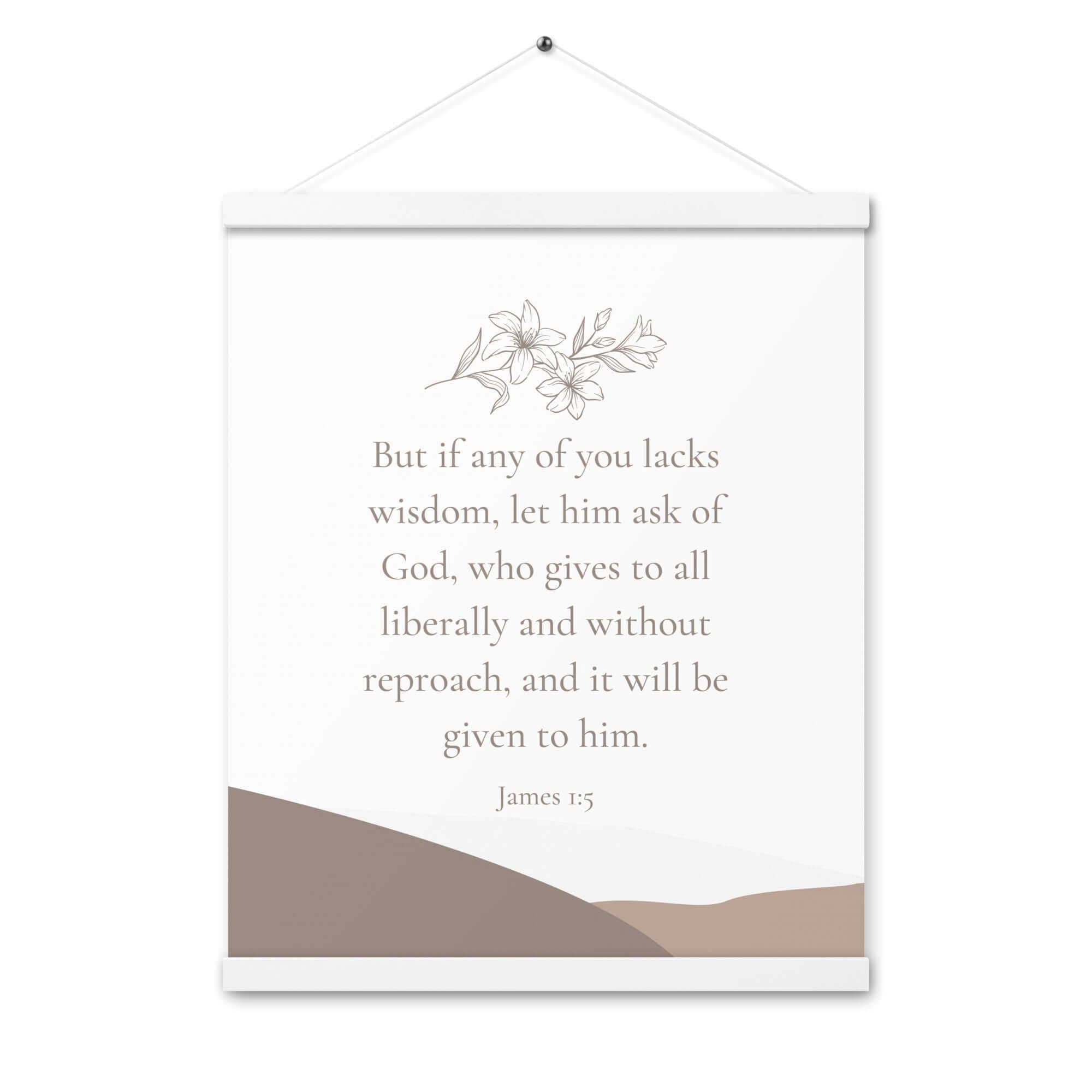 James 1:5 Bible Verse, ask of God Enhanced Matte Paper Poster With Hanger Wall Art White 16″×20″