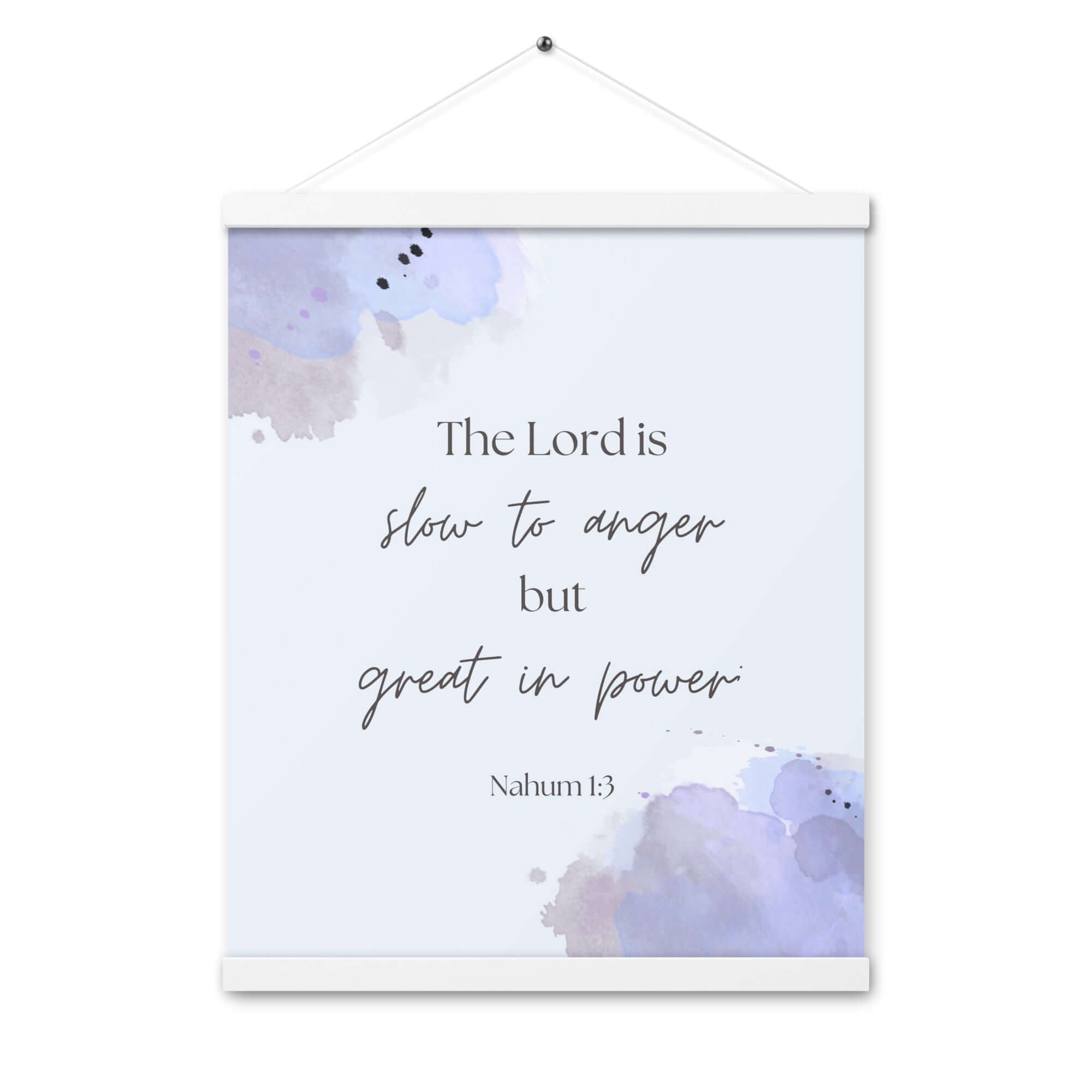 Nahum 1:3 Bible Verse, great in power Enhanced Matte Paper Poster With Hanger Wall Art White 16″×20″