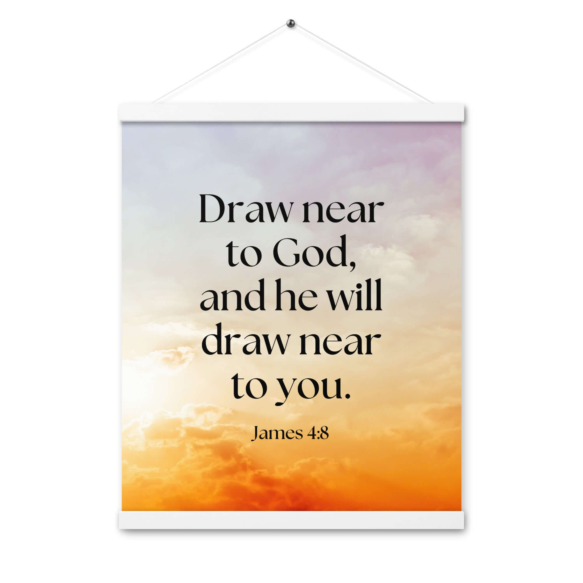 James 4:8 Bible Verse, he will draw Enhanced Matte Paper Poster With Hanger Wall Art White 16″×20″