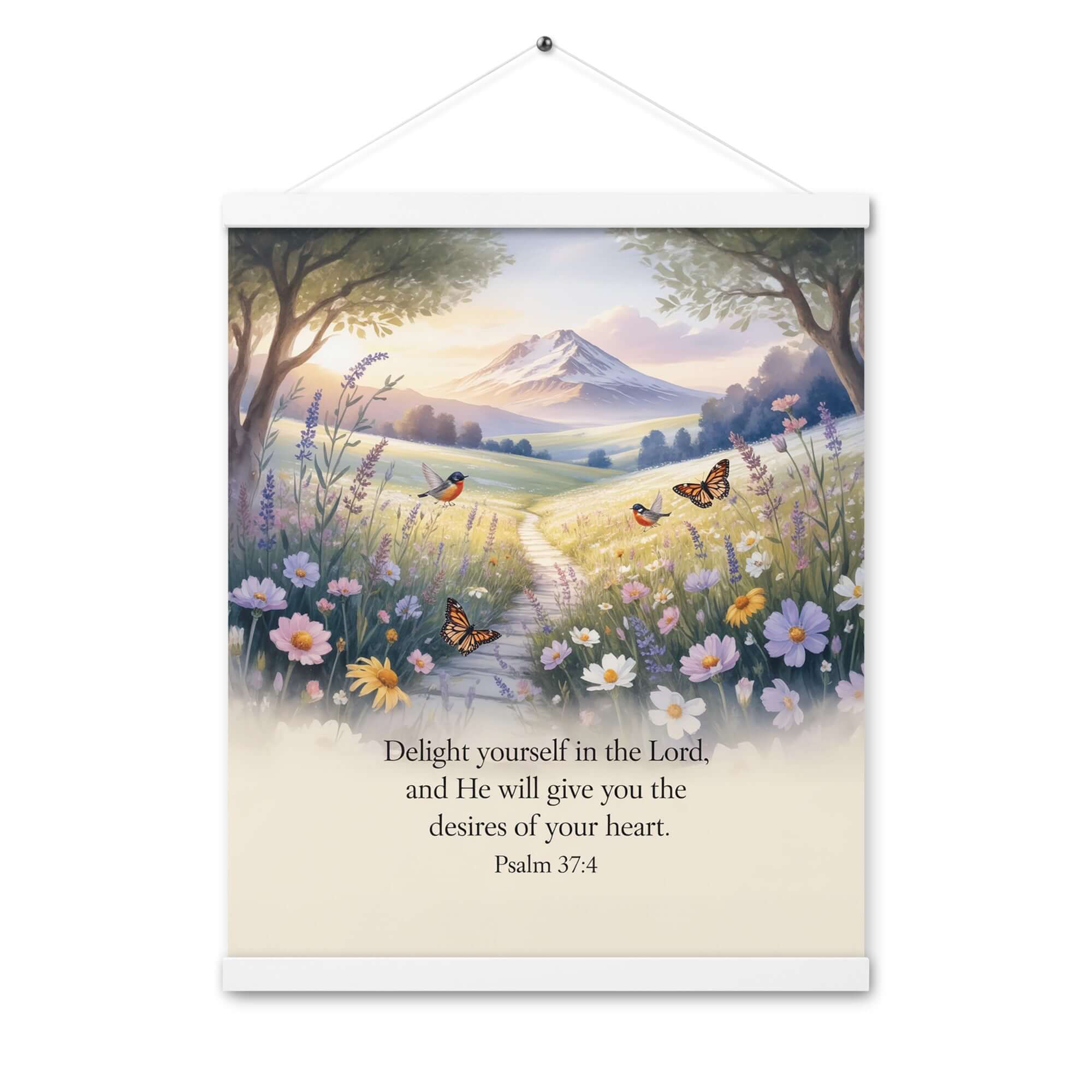 Psalm 37:4 Bible Verse, Delight Enhanced Matte Paper Poster With Hanger White 16″×20″