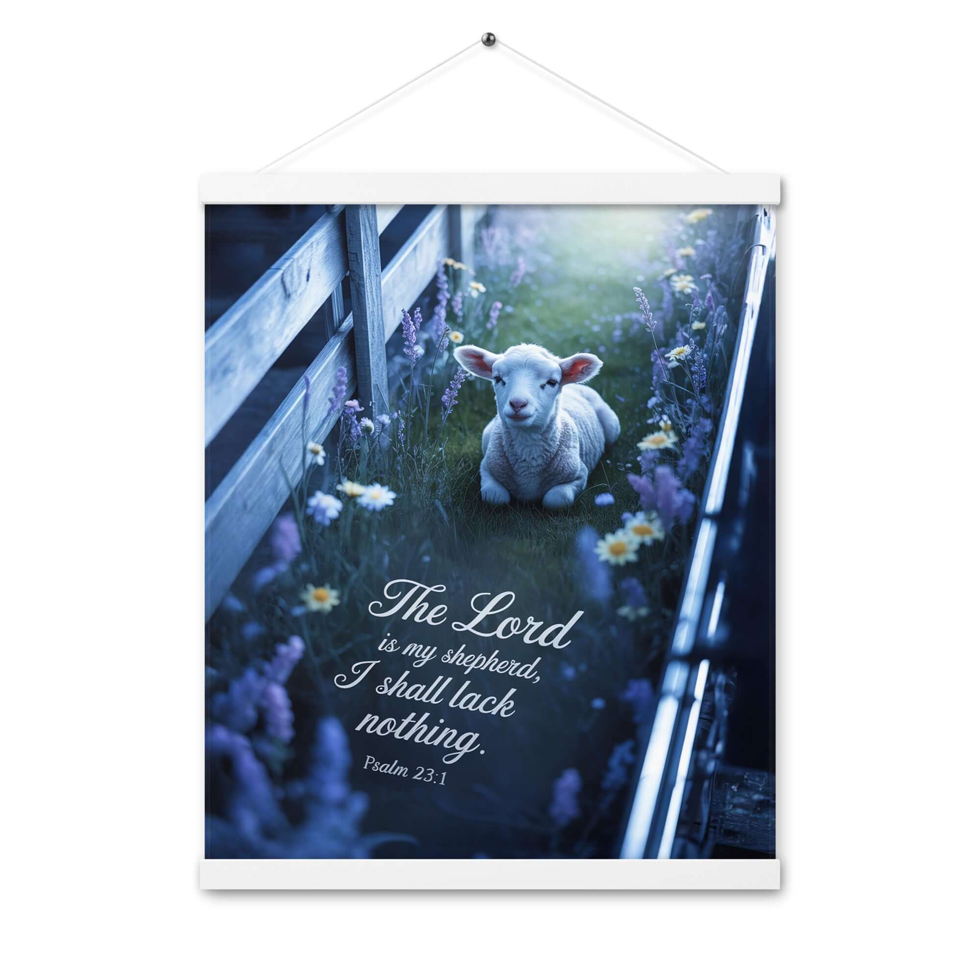 Psalm 23:1 Bible Verse, Shepherd Enhanced Matte Paper Poster With Hanger White 16″×20″
