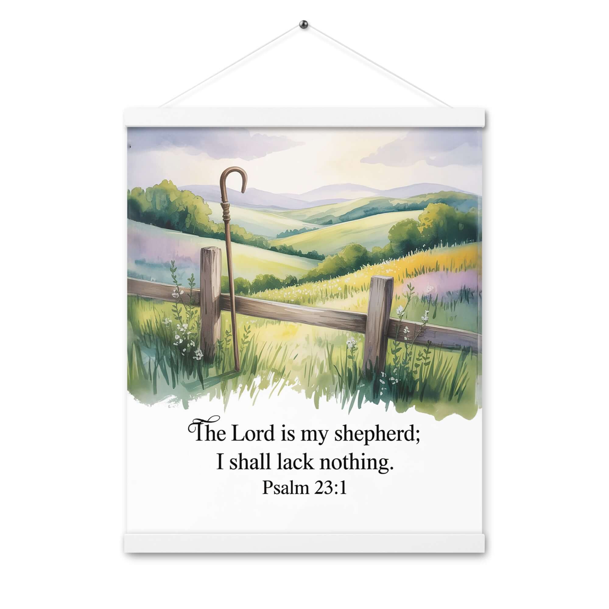 Psalm 23:1 Bible Verse, Lack Enhanced Matte Paper Poster With Hanger White 16″×20″