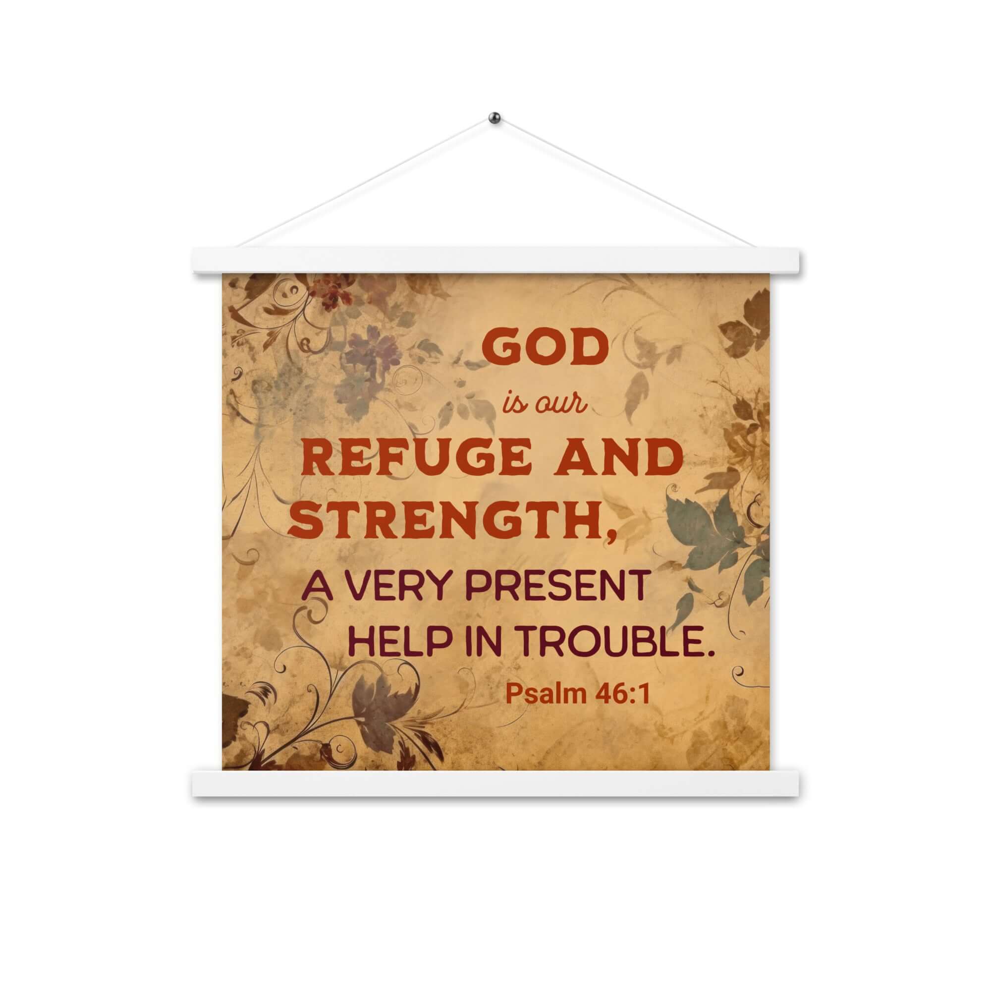 Psalm 46:1 Bible Verse, God is Our Refuge Enhanced Matte Paper Poster With Hanger Wall Art White 18″×18″