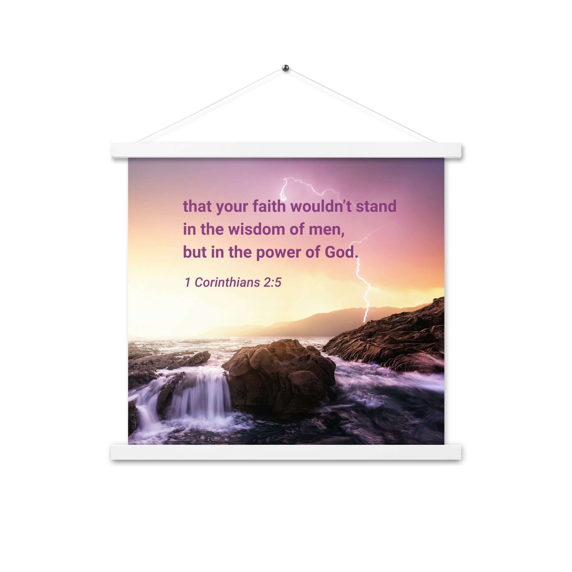 1 Corinthians 2:5 Bible Verse, power of God Enhanced Matte Paper Poster With Hanger Wall Art White 18″×18″