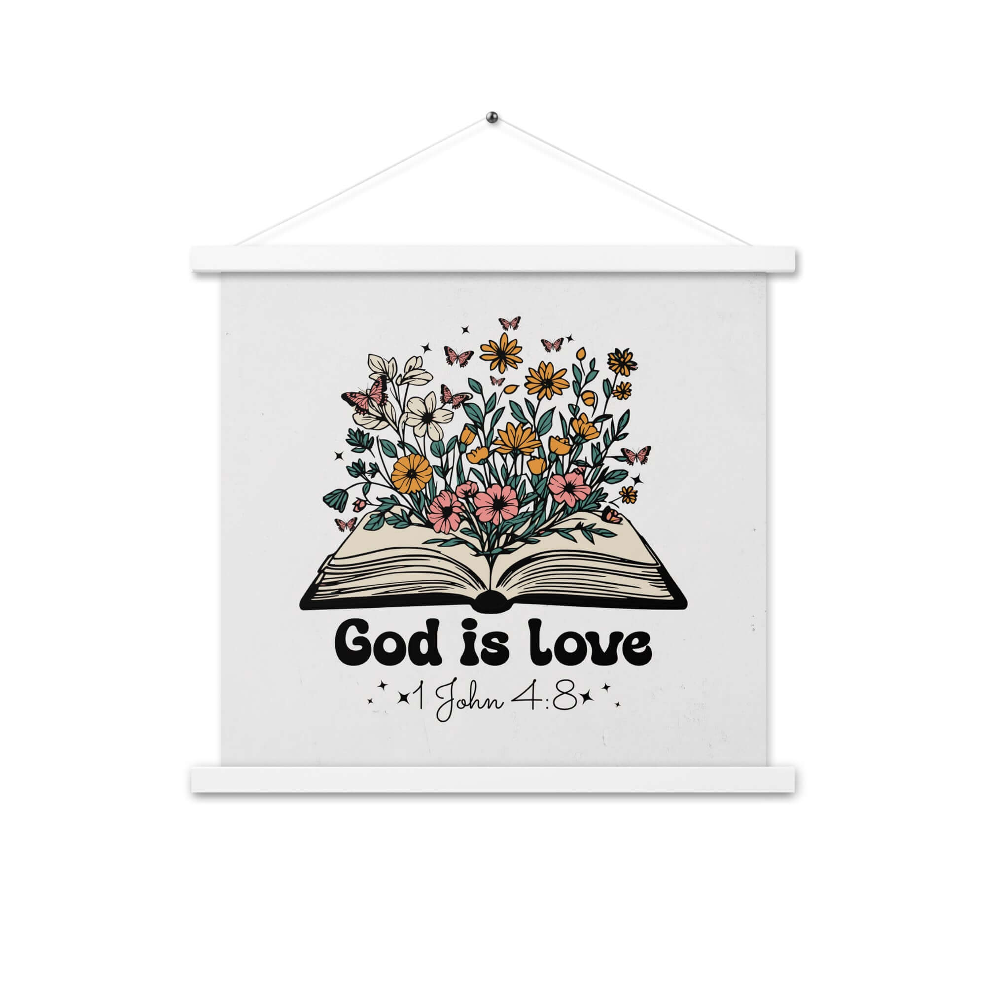 1 John 4:8 Bible Verse, God is Love Enhanced Matte Paper Poster With Hanger Wall Art White 18″×18″