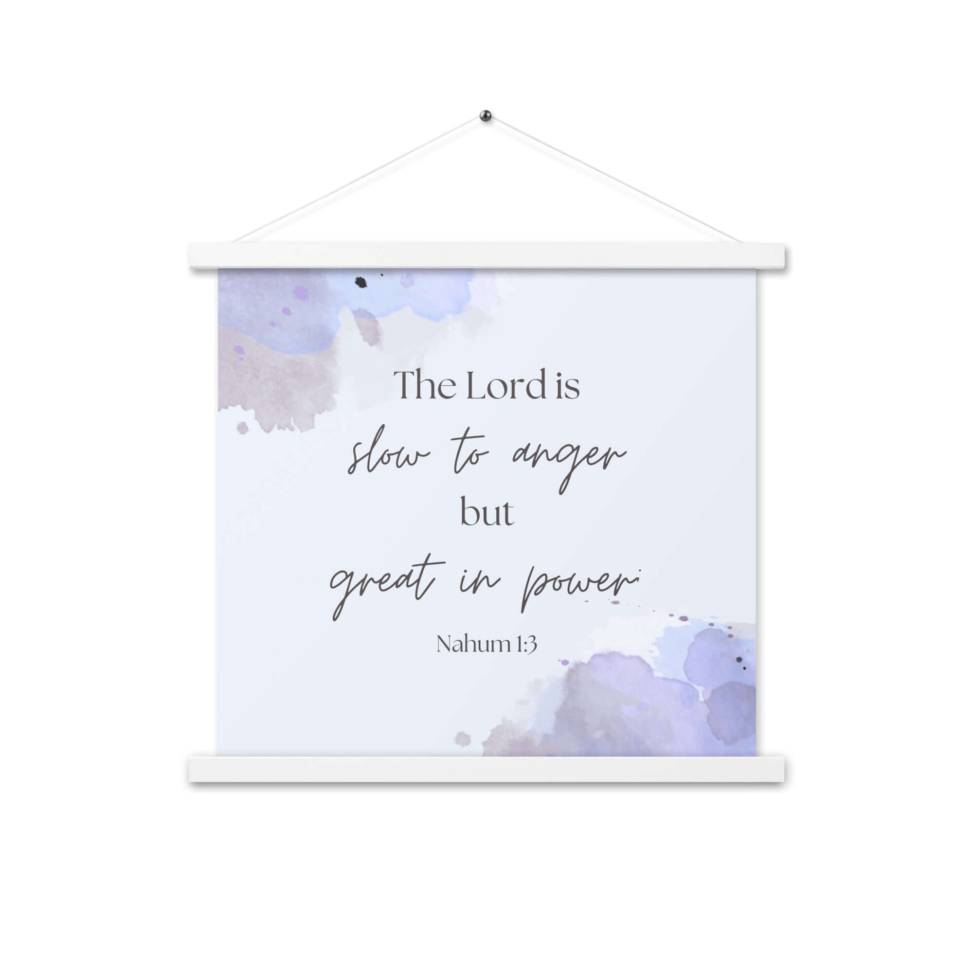 Nahum 1:3 Bible Verse, great in power Enhanced Matte Paper Poster With Hanger Wall Art White 18″×18″