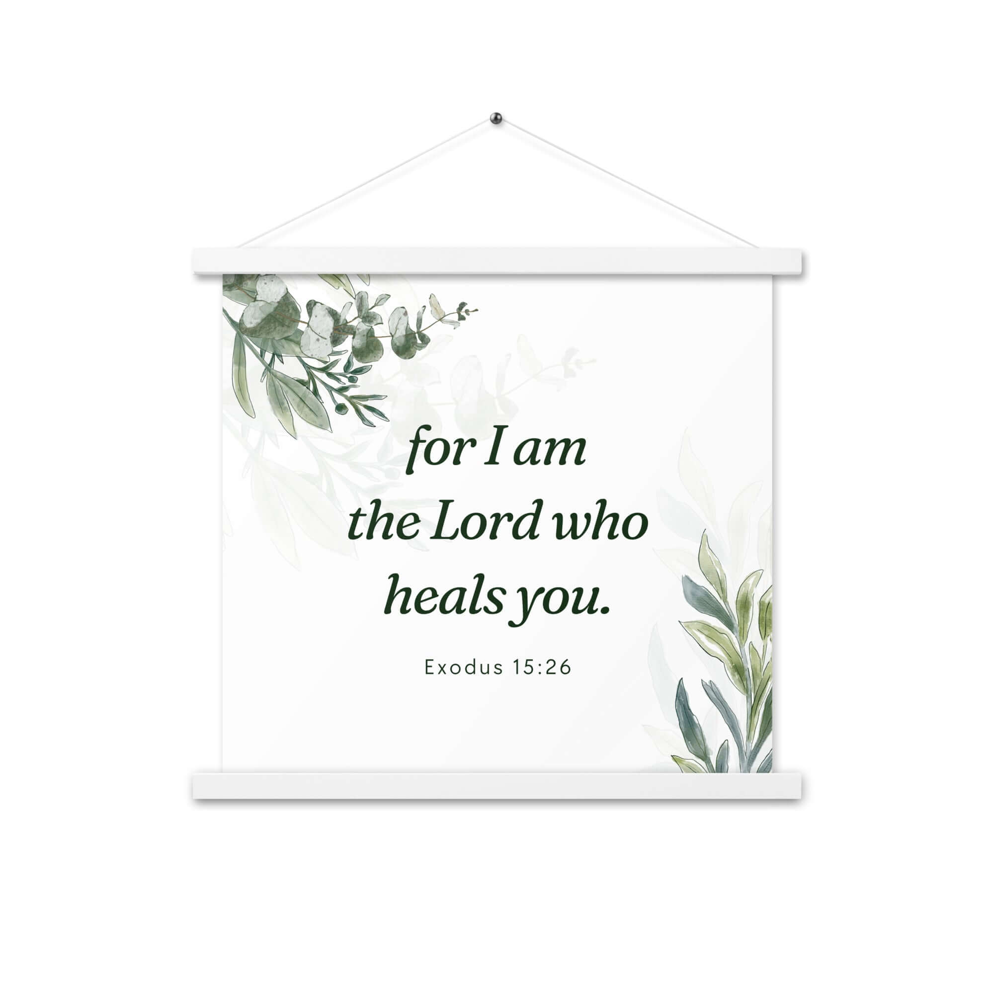 Exodus 15:26 Bible Verse, Gods voice Enhanced Matte Paper Poster With Hanger Wall Art White 18″×18″