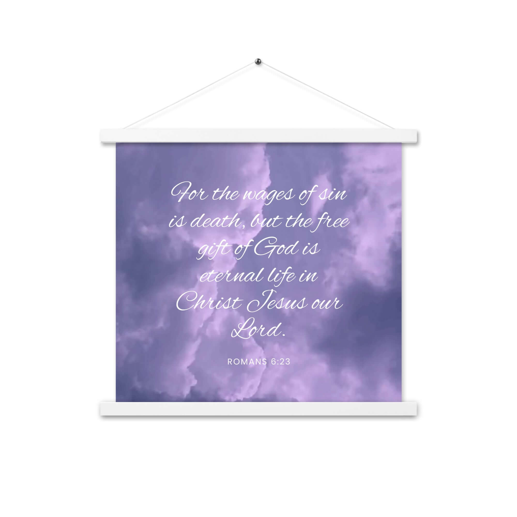 Romans 6:23 Bible Verse, free gift Enhanced Matte Paper Poster With Hanger Wall Art White 18″×18″