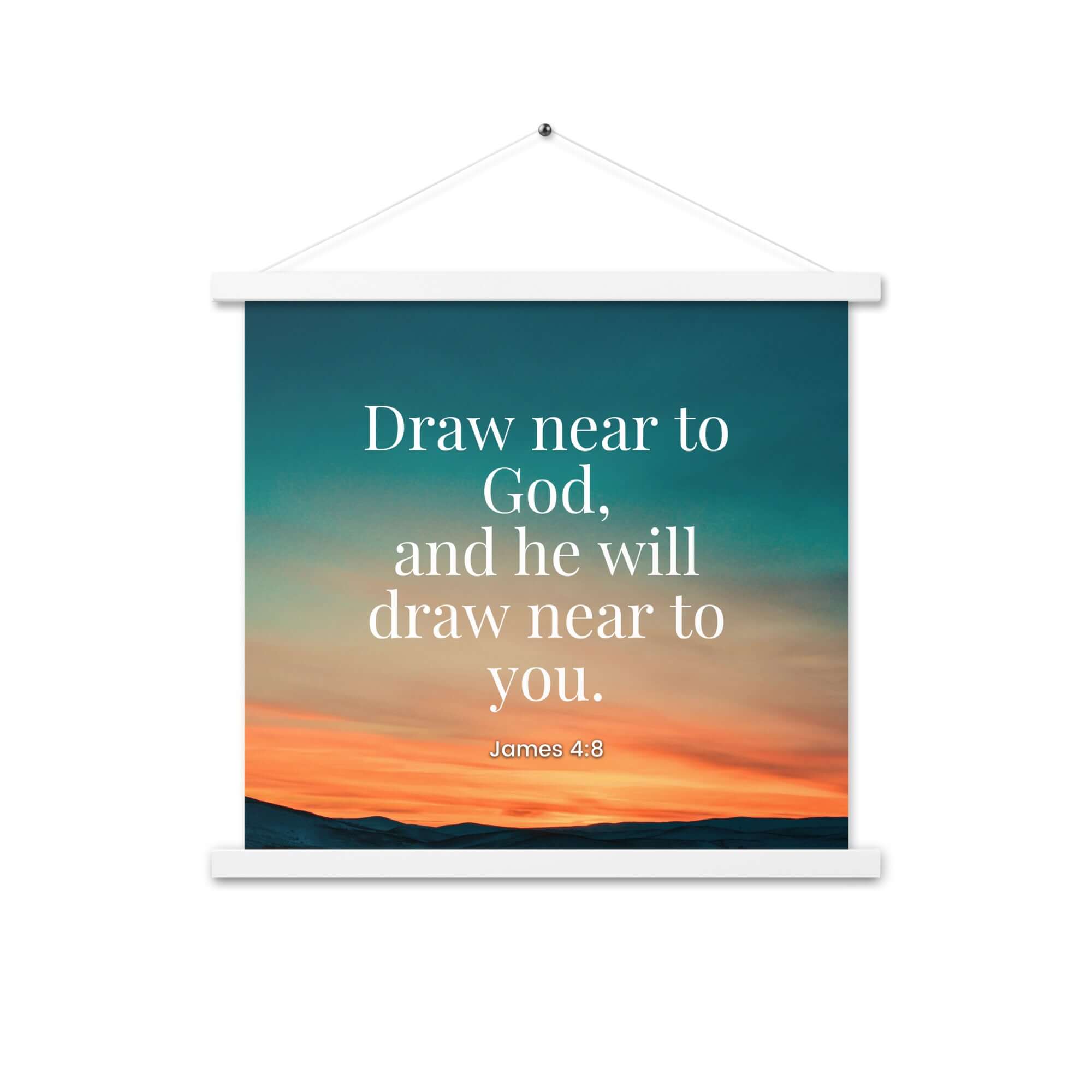 James 4:8 Bible Verse, near to God Enhanced Matte Paper Poster With Hanger Wall Art White 18″×18″