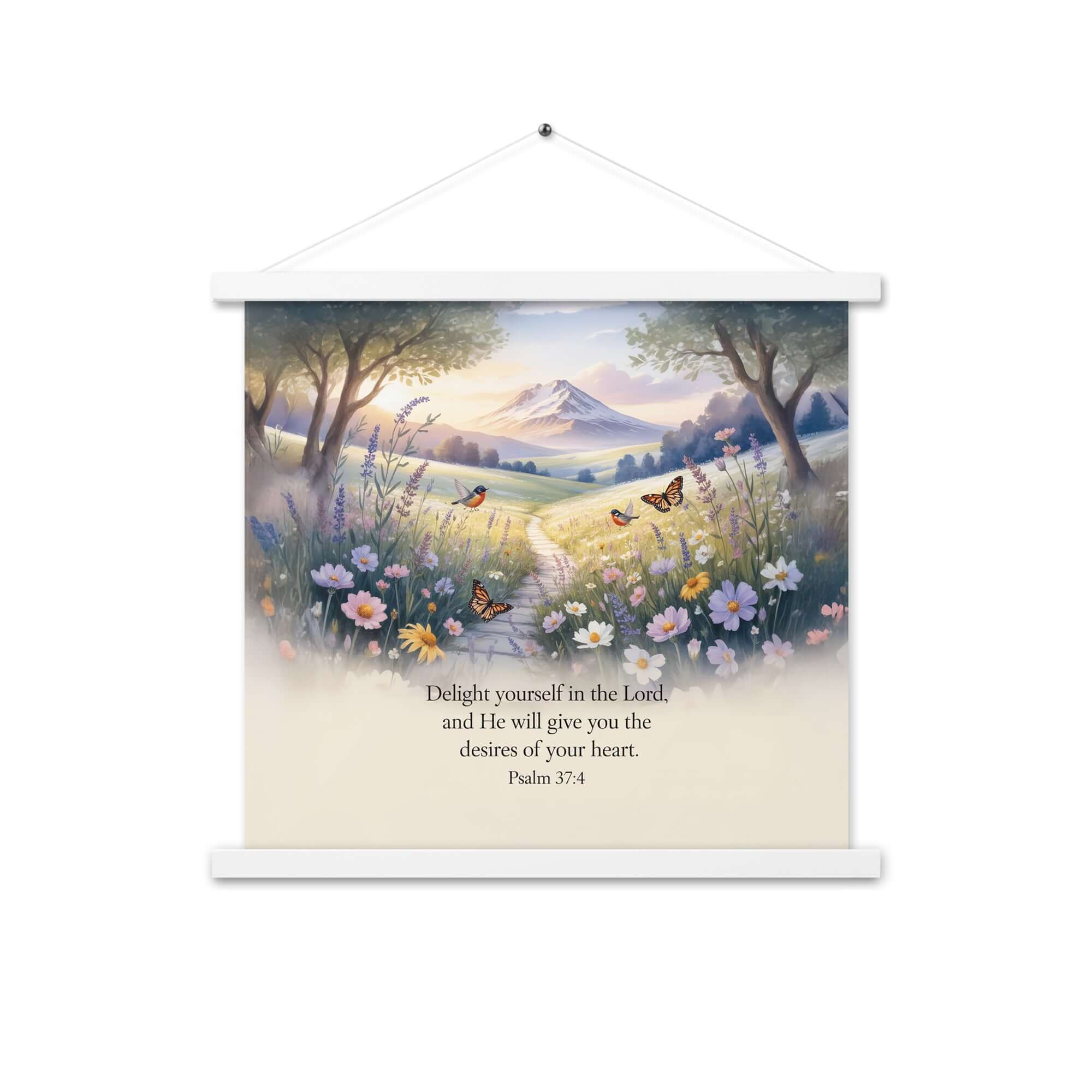 Psalm 37:4 Bible Verse, Delight Enhanced Matte Paper Poster With Hanger White 18″×18″