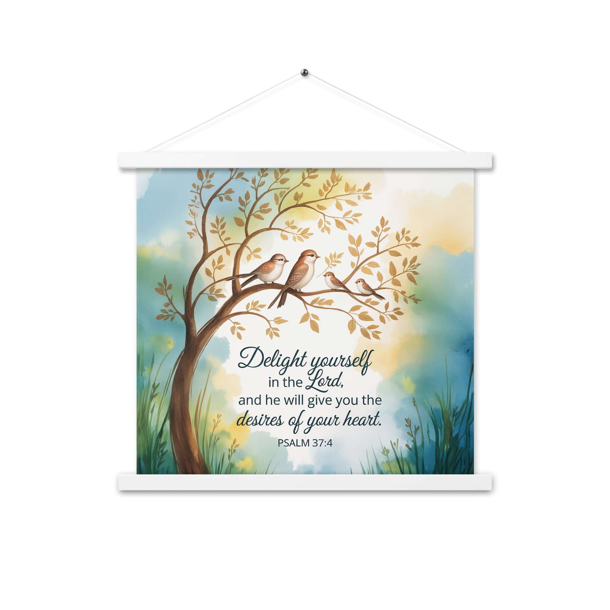 Psalm 37:4 Bible Verse, Yourself Enhanced Matte Paper Poster With Hanger White 18″×18″