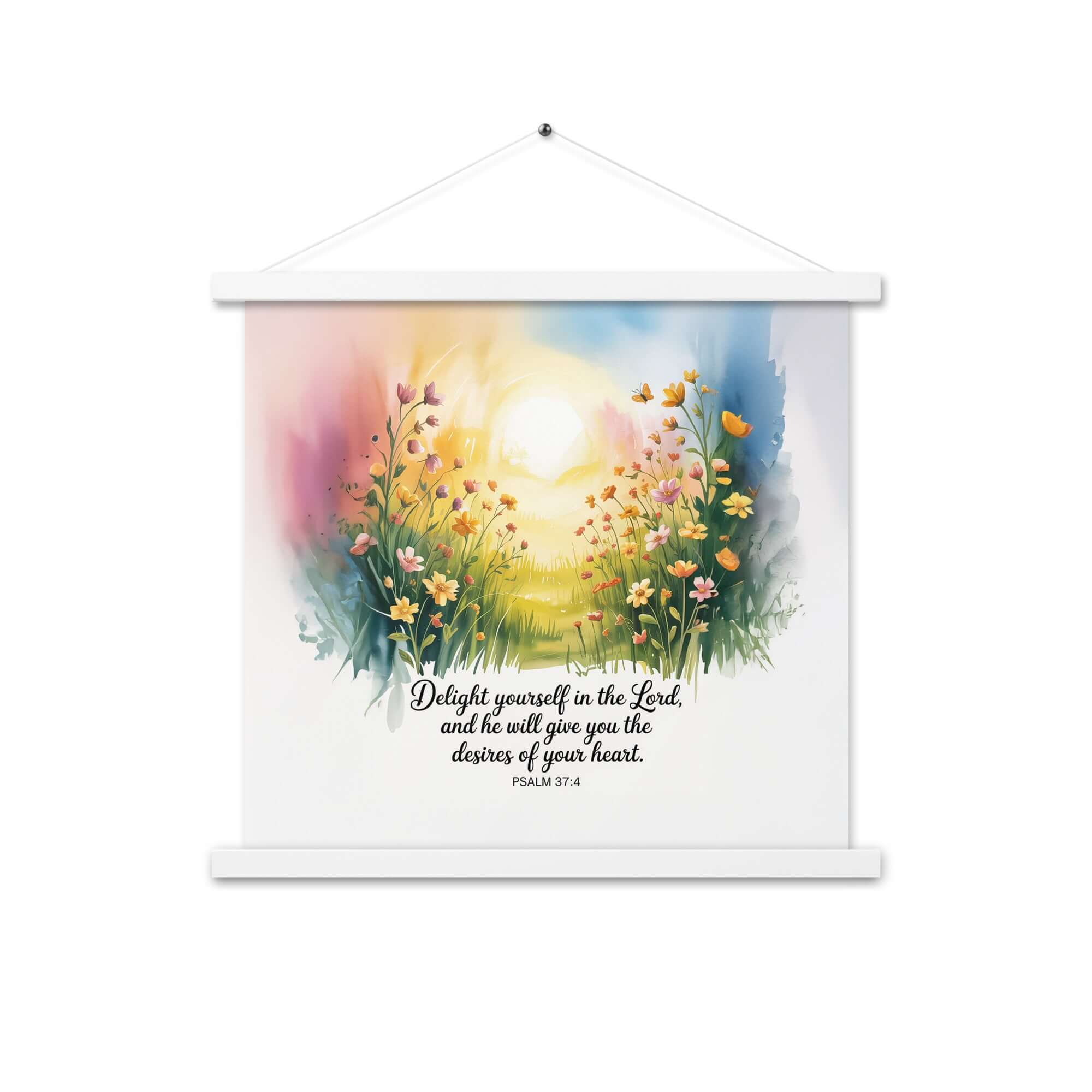 Psalm 37:4 Bible Verse, will give Enhanced Matte Paper Poster With Hanger White 18″×18″